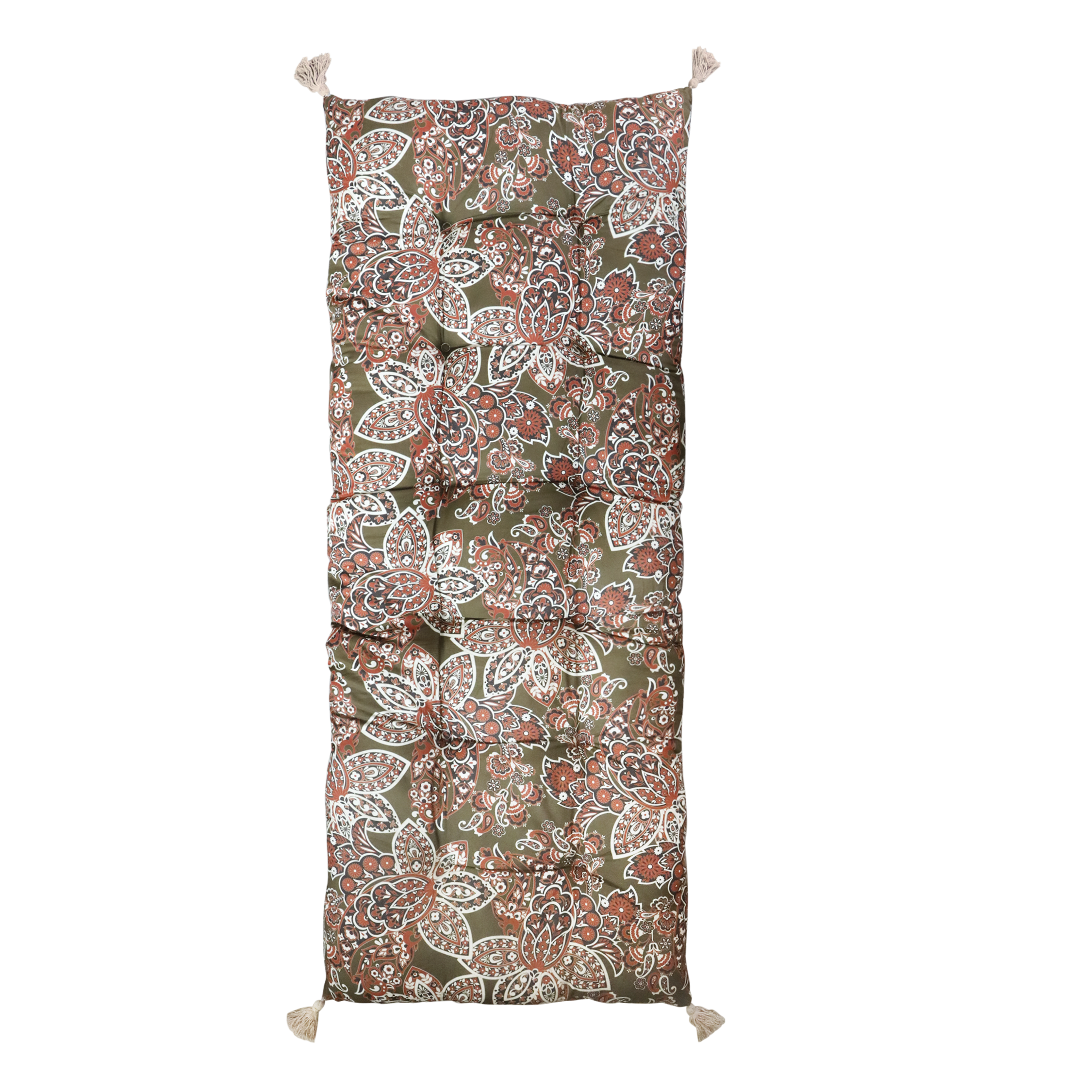 Aix Mattress w. paisley pattern L180/W70 cm moss & terracotta