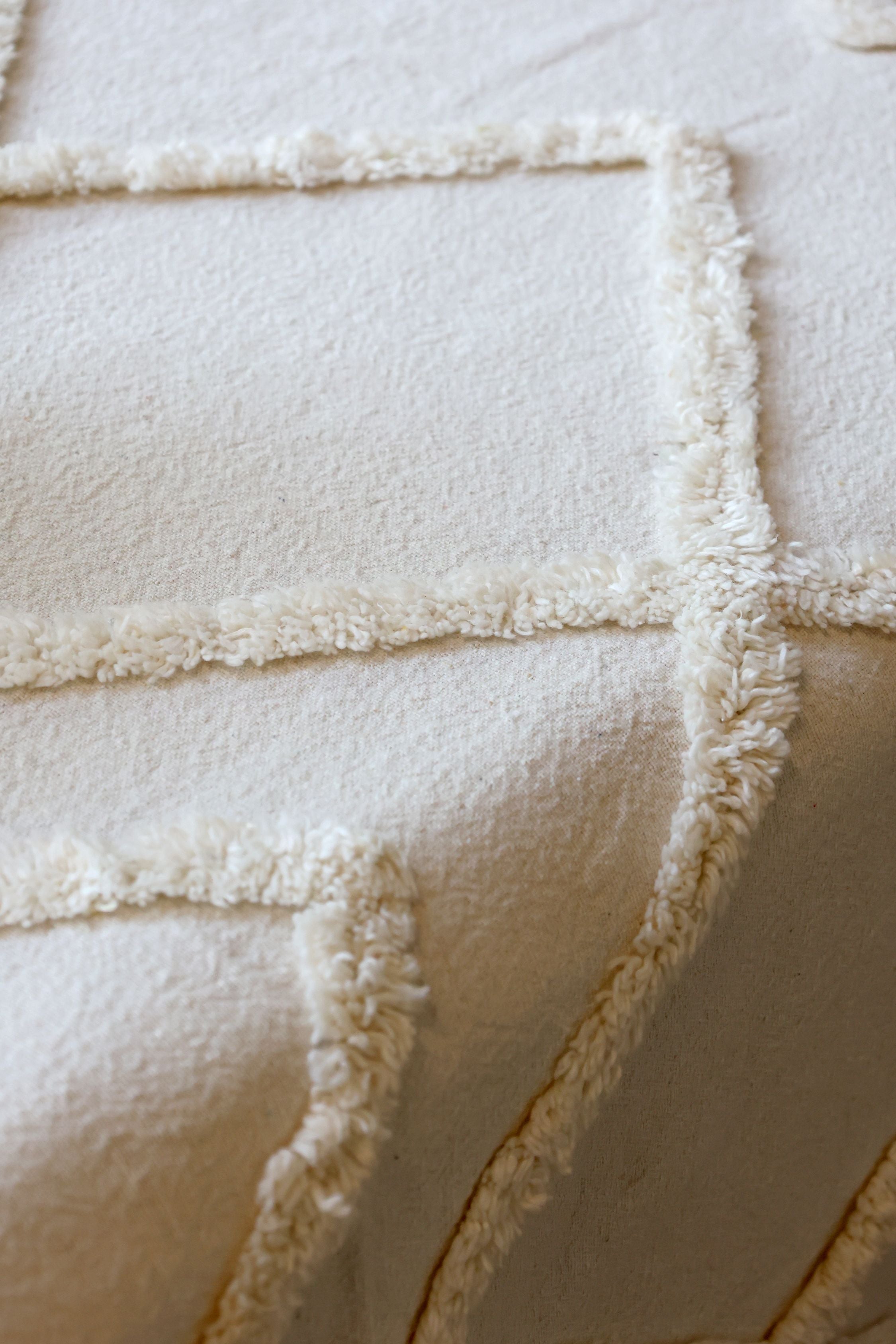 Baumwoll-Plaid mit Quasten, 240x260 cm, off white