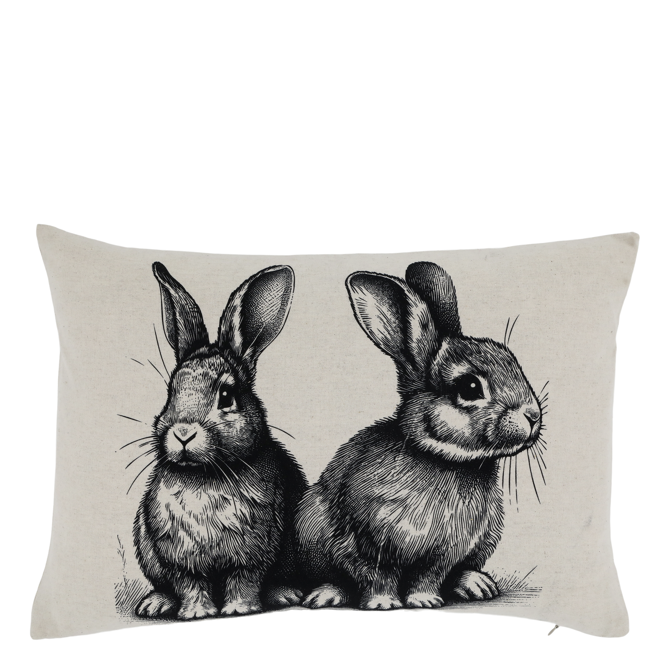 Pillowcase w. 2 rabbits L50/W35 cm linen