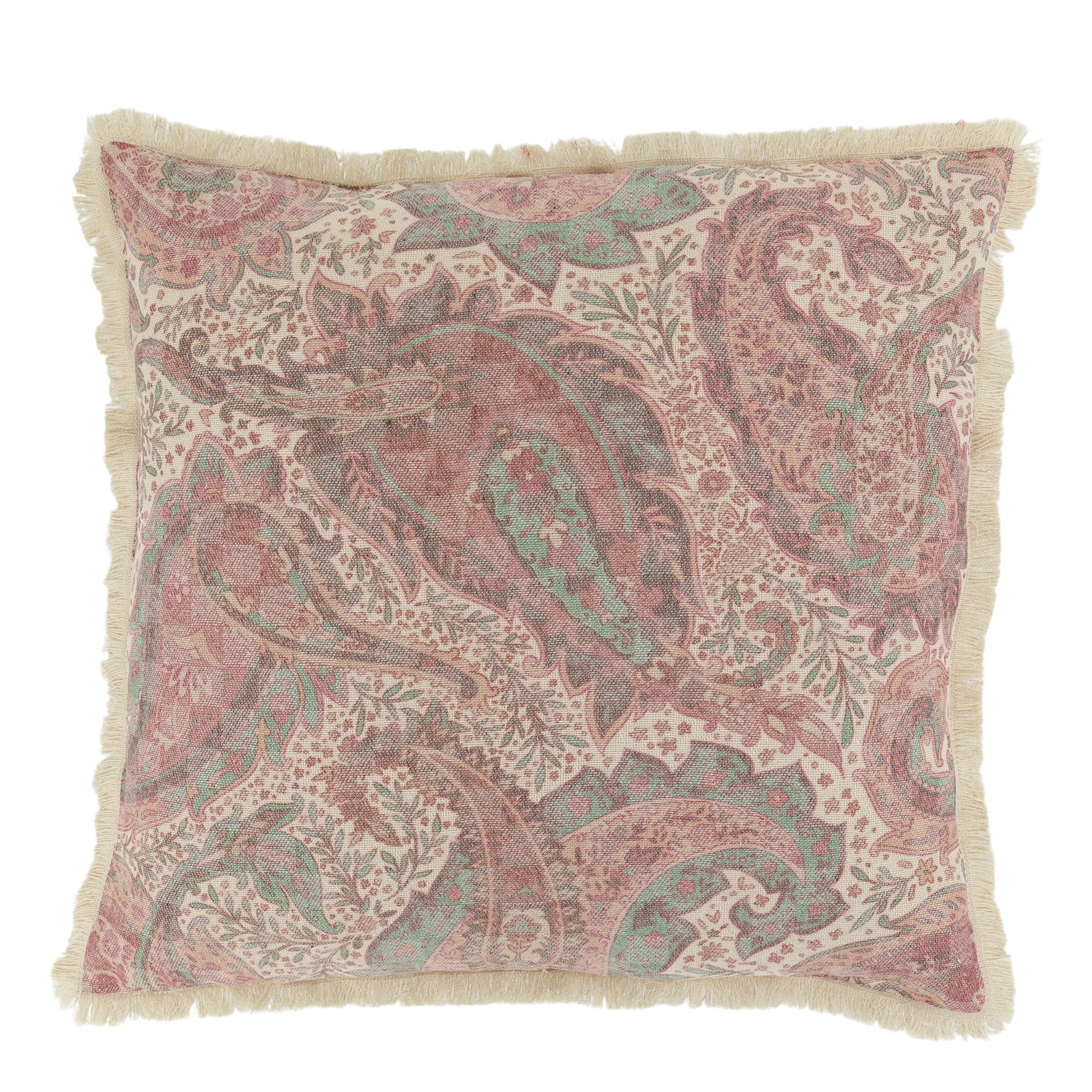 Kissenbezug 50x50 cm mit Fransen und Paisley-Muster