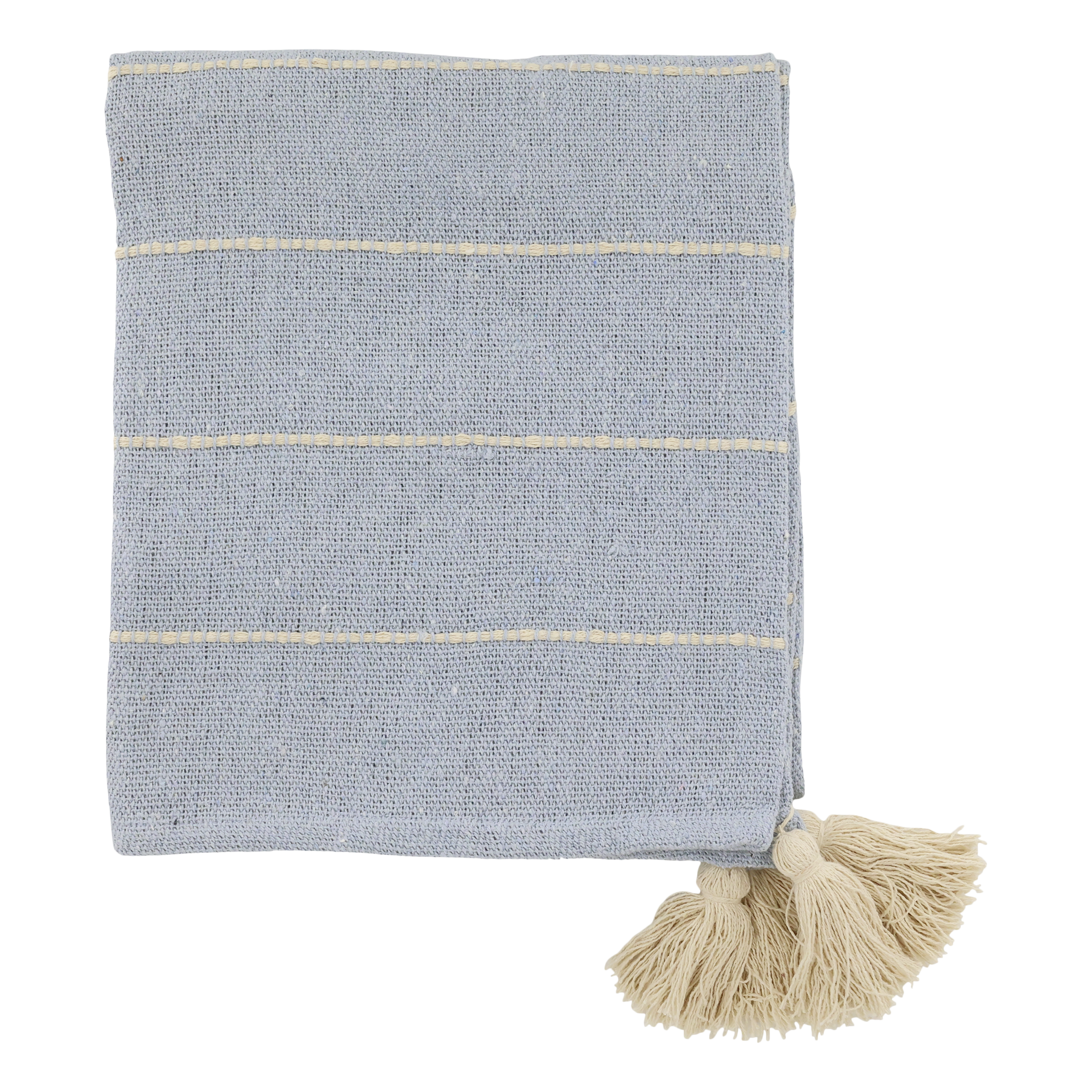 Plaid Decke sky blue aus Baumwolle und recycelten Fasern