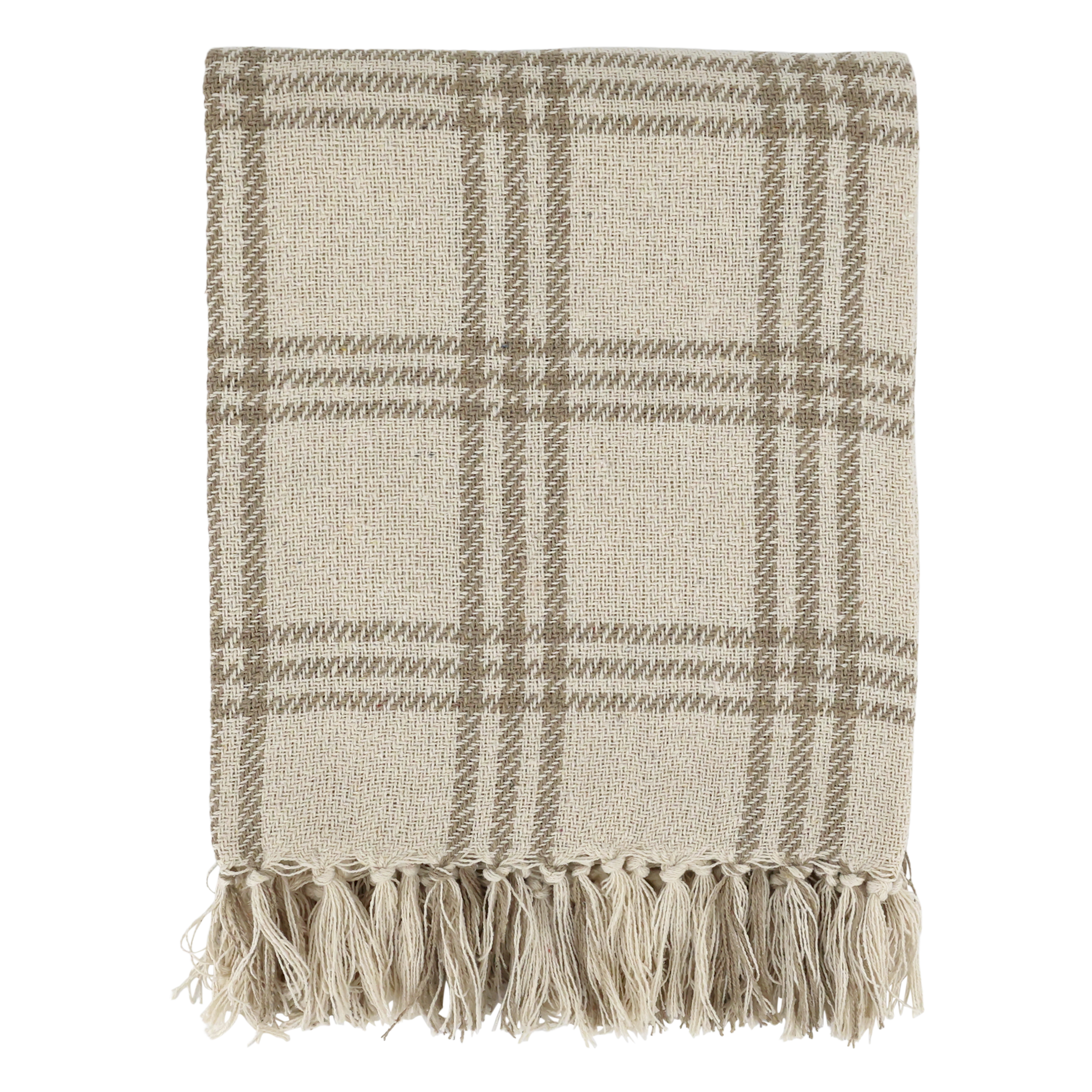Aix Throw of surplus yarn w. check pattern L150/W130 cm latte