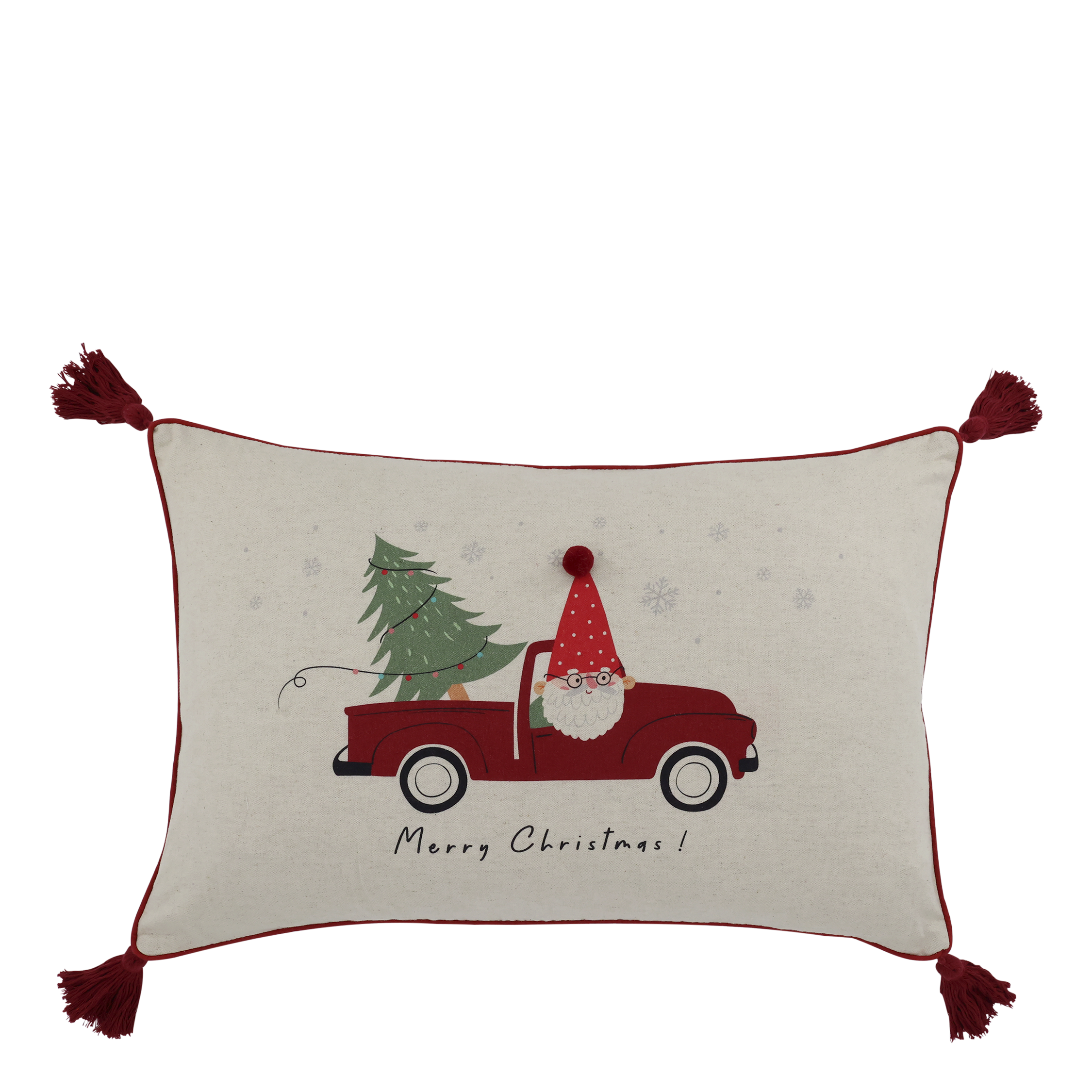 Aix Pillowcase w. tassels & Christmas motif L60/W40 cm linen
