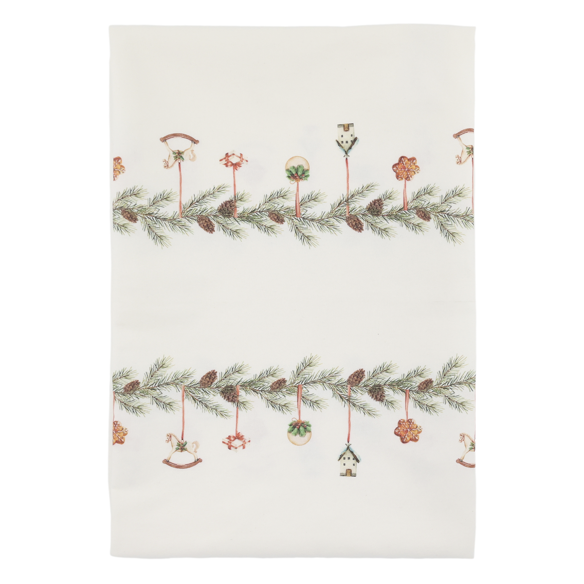 Tischdecke mit Girlanden, 360 cm lang, creme