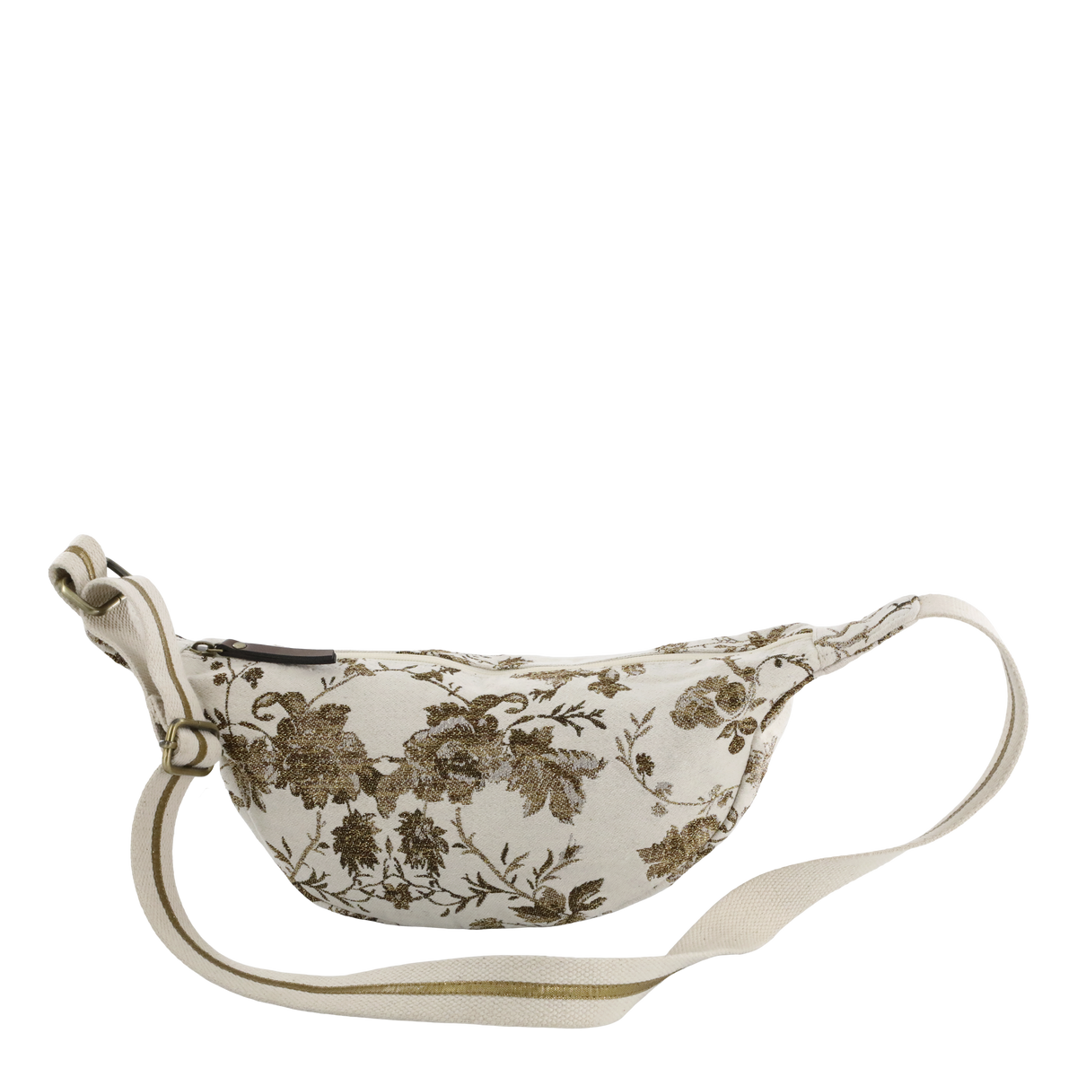 Gürteltasche Damen Creme mit Goldmuster
