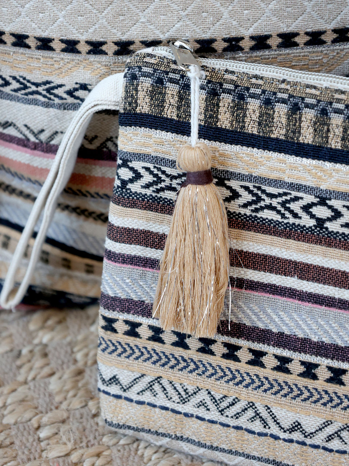 Clutch Tasche Sens Jacquardgewebt Mokka 19 cm hoch