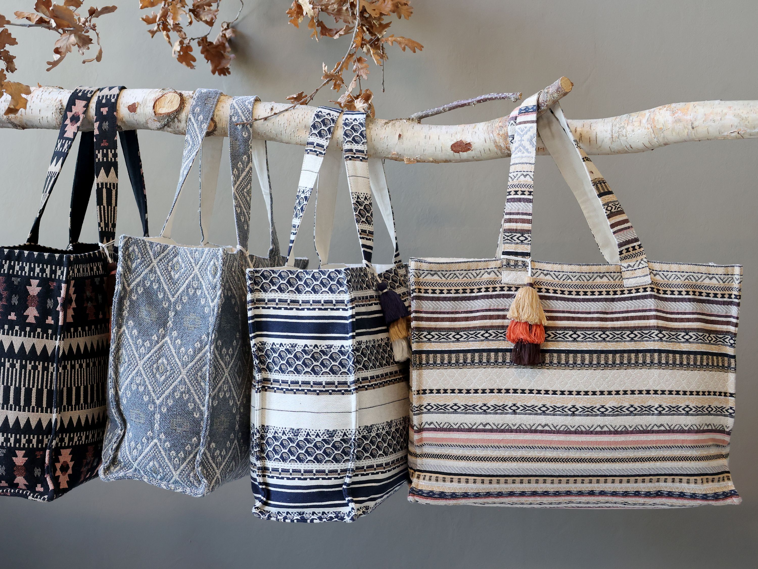 Shopper mit Jacquardmuster in Kohle
