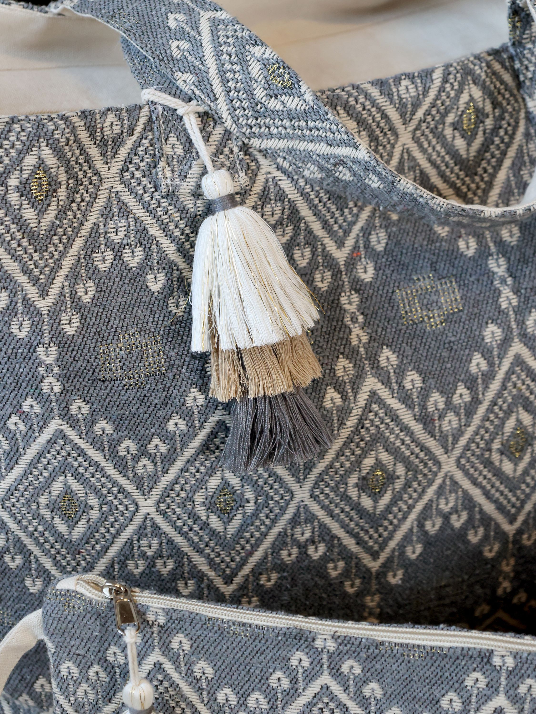 Sens Shopper Jacquardgewebt in Opal – Baumwoll-Polyester-Mix