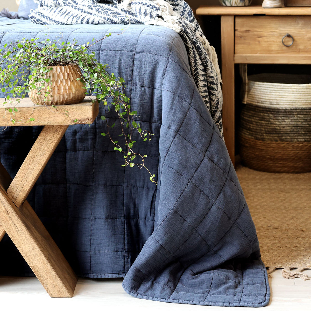 Baumwoll-Quilt in Midnight, 240 cm x 240 cm