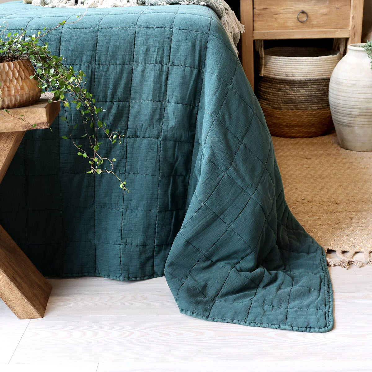 Quilt Bettdecke 240 x 240 cm in Forest Green