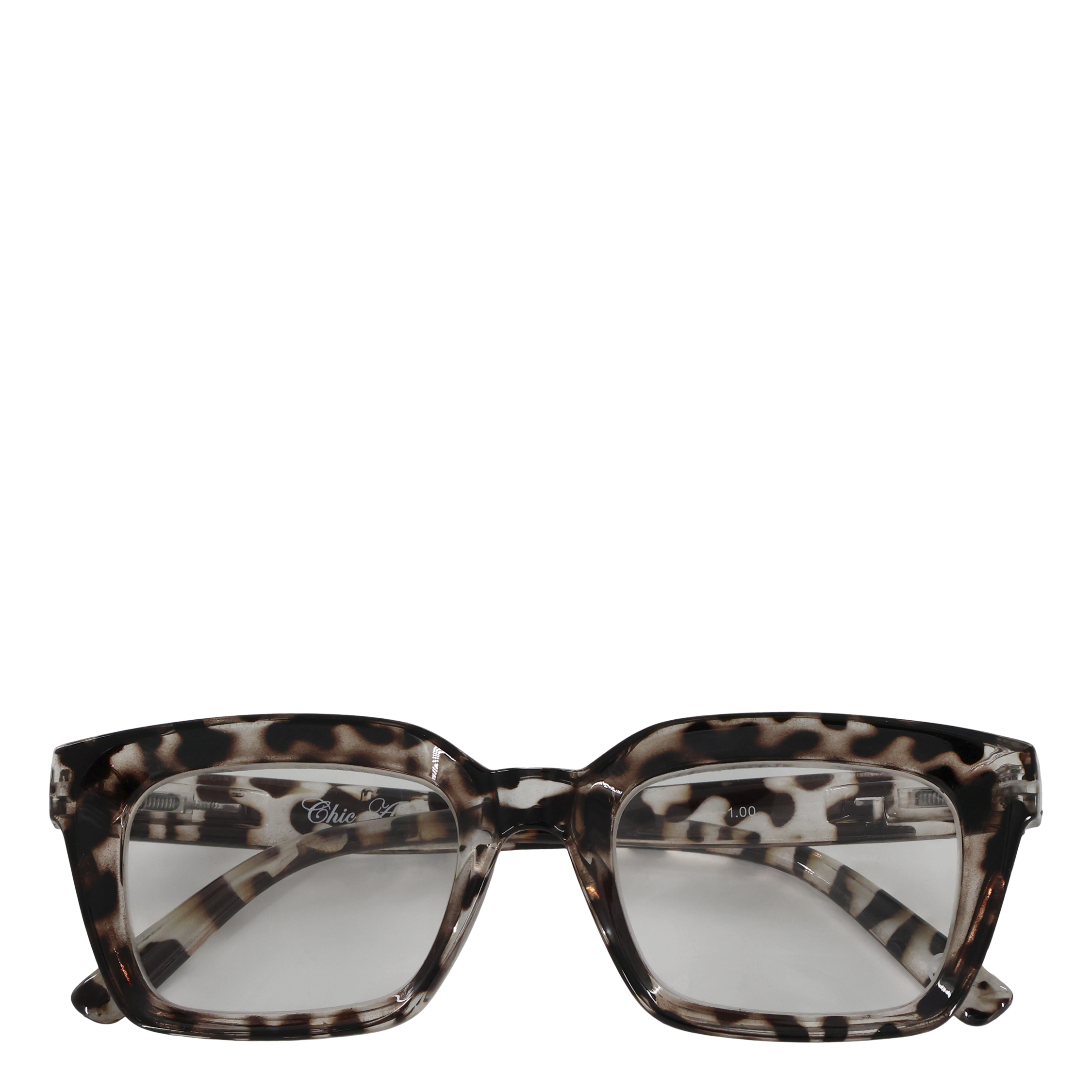 Reading Glasses w. leopard pattern incl. case Assorted prescriptions grey & black