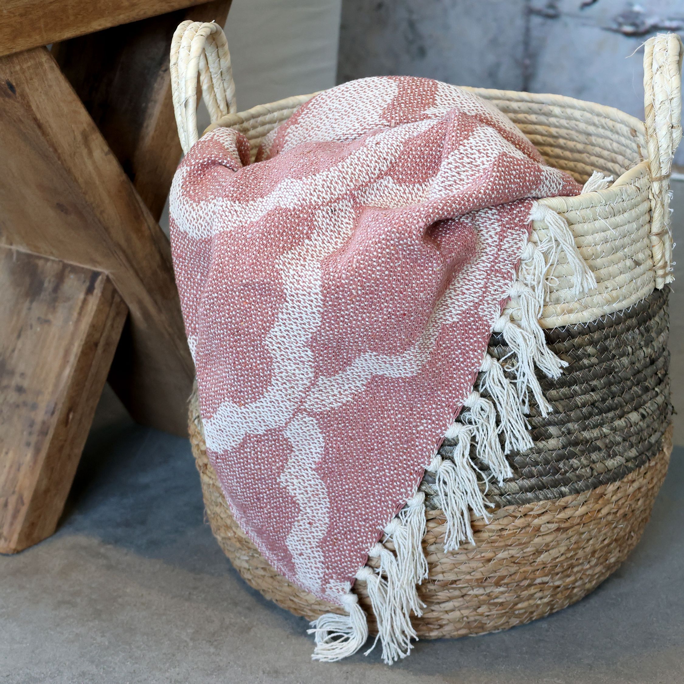 Plaid Decke Aix in Malve und Creme, 150x130 cm