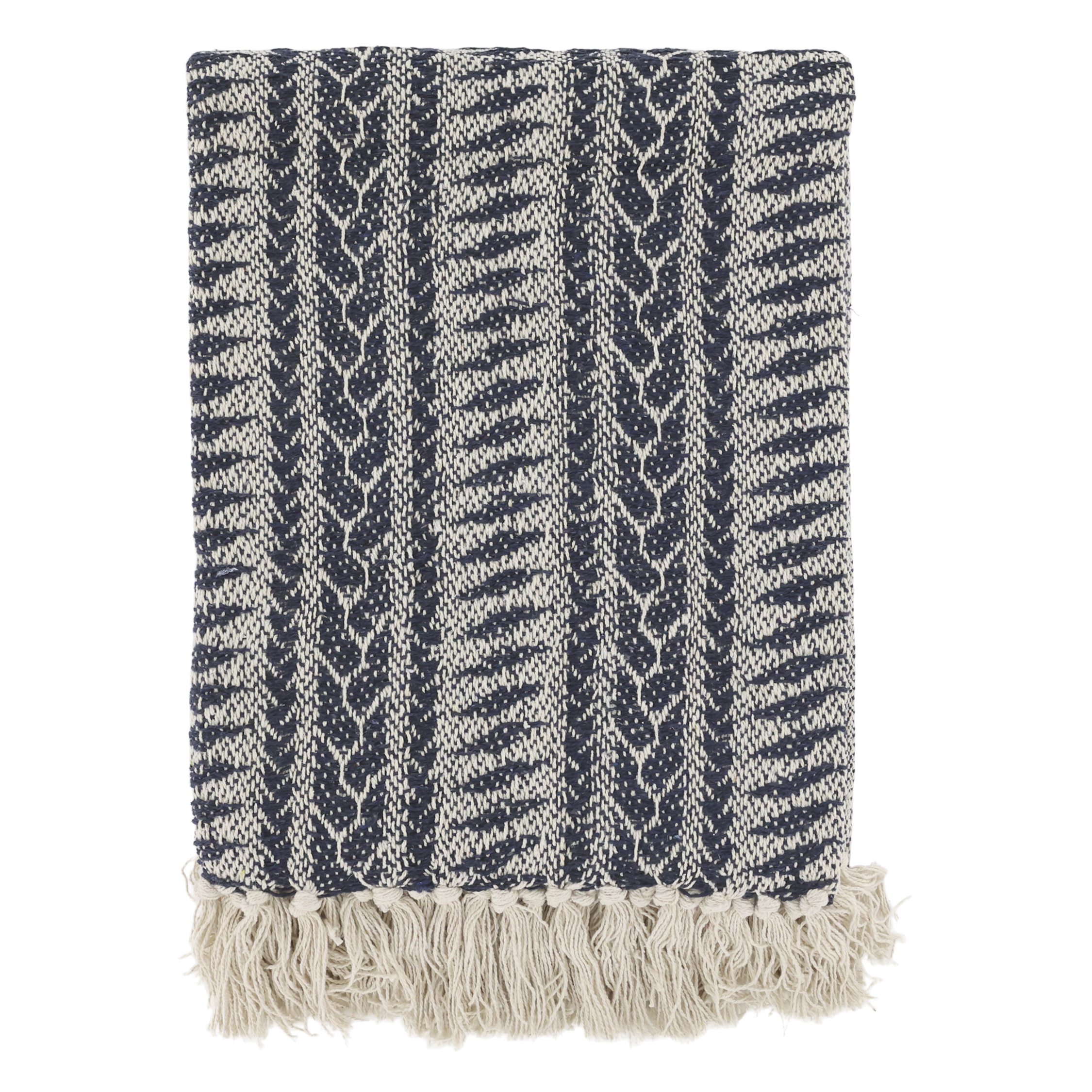 Aix Plaid aus Baumwolle, 150x130 cm, midnight/creme