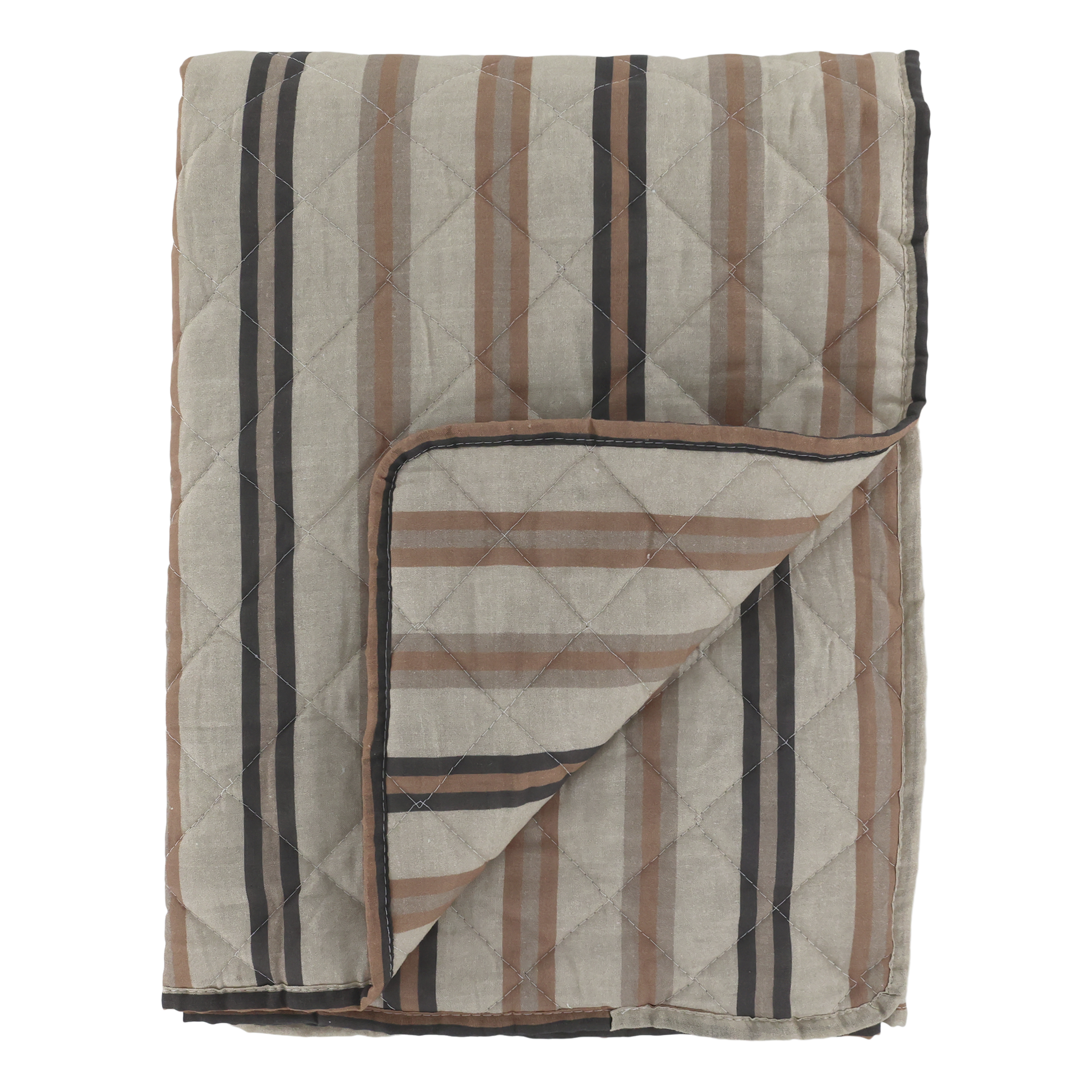 Aix Quilt mit Streifen in Cognac und Latte, 180x130 cm