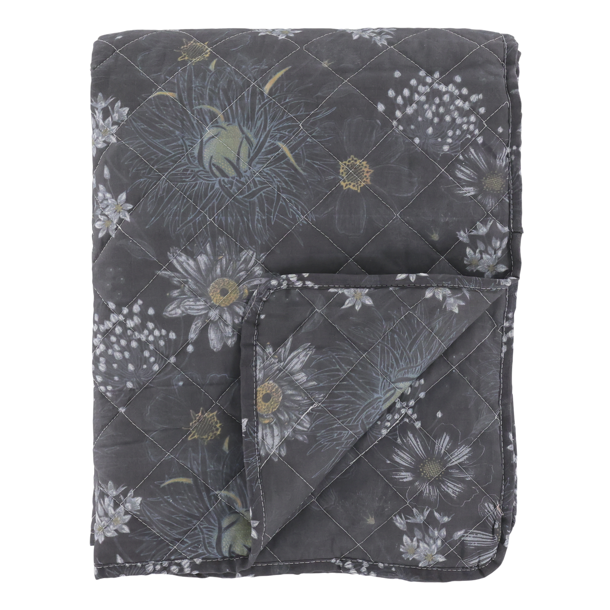 Aix Quilt mit Blumen, 180x130 cm, midnight