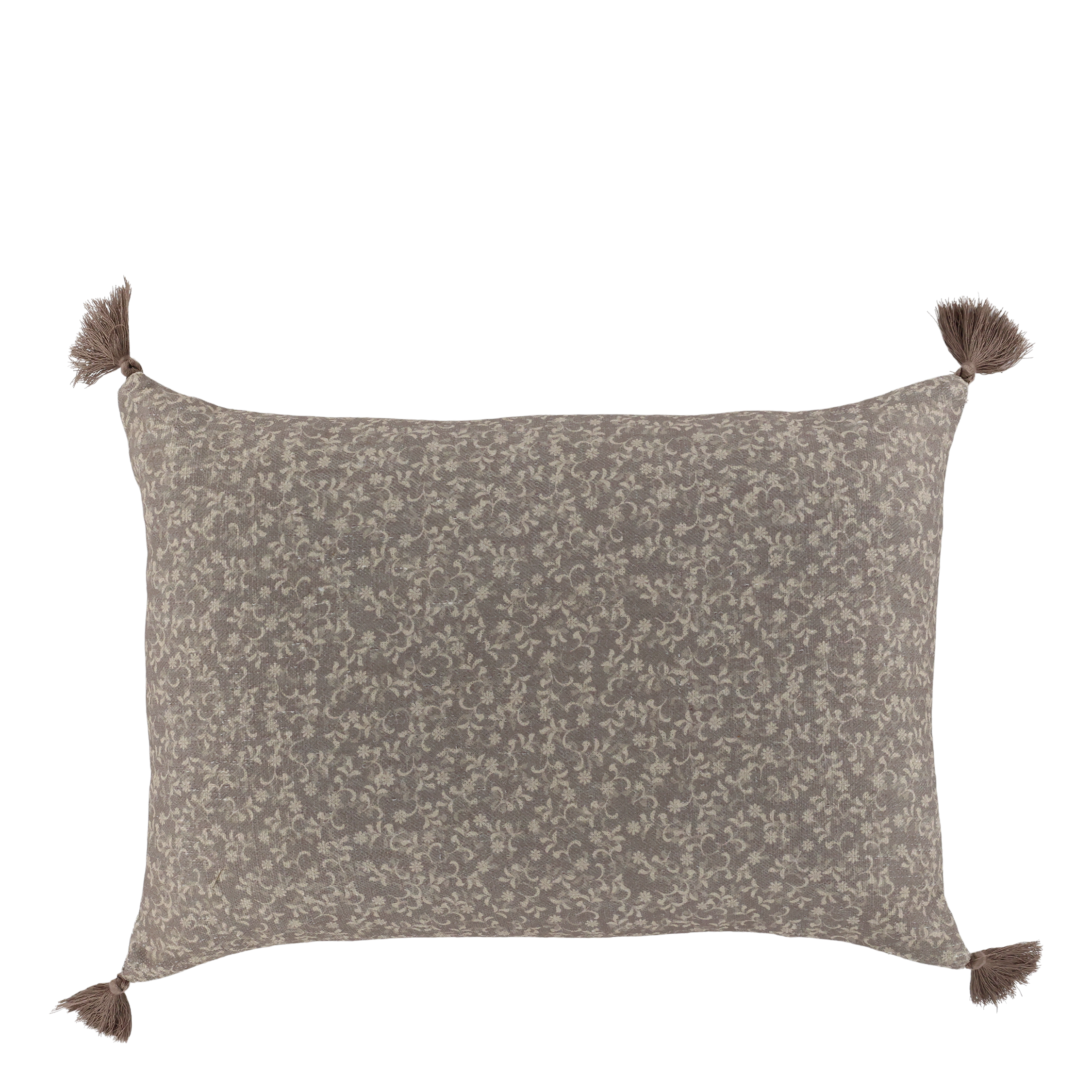 Kissenbezug Aix mit Quasten und Blumenmotiv, 50x35 cm