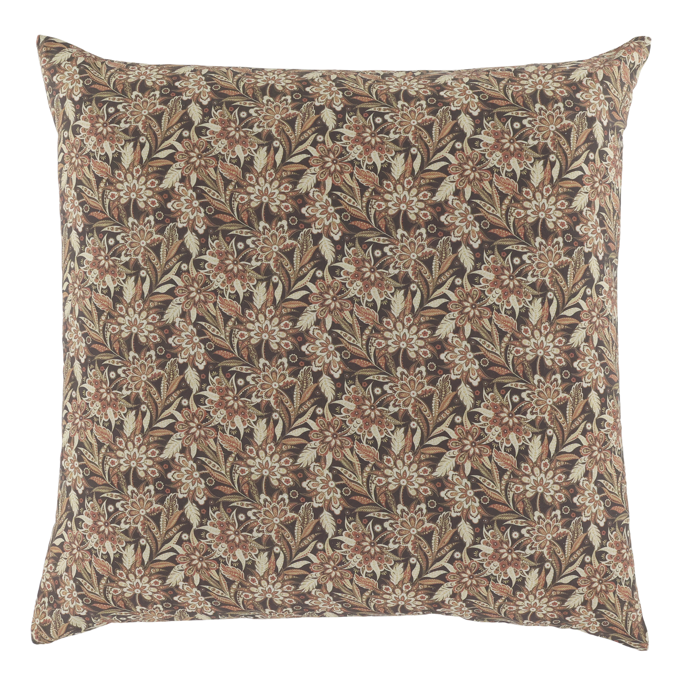 Kissenbezug 50x50 cm mit Blumenmuster in Cognac