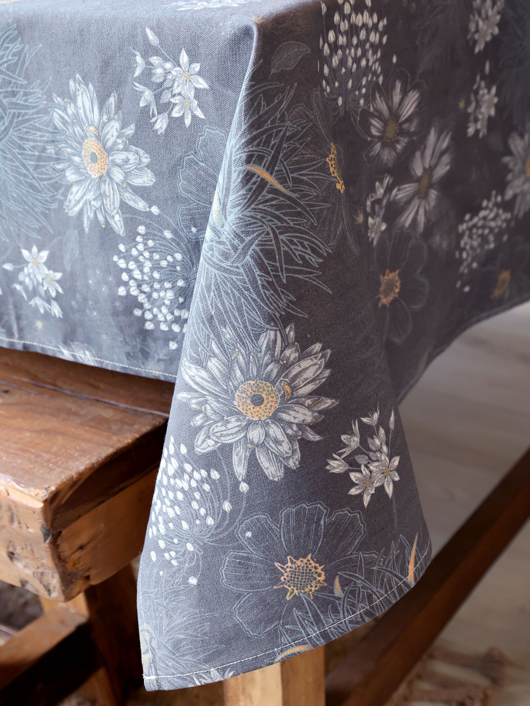 Aix Tischdecke mit Blumen – Tischläufer 240 cm midnight