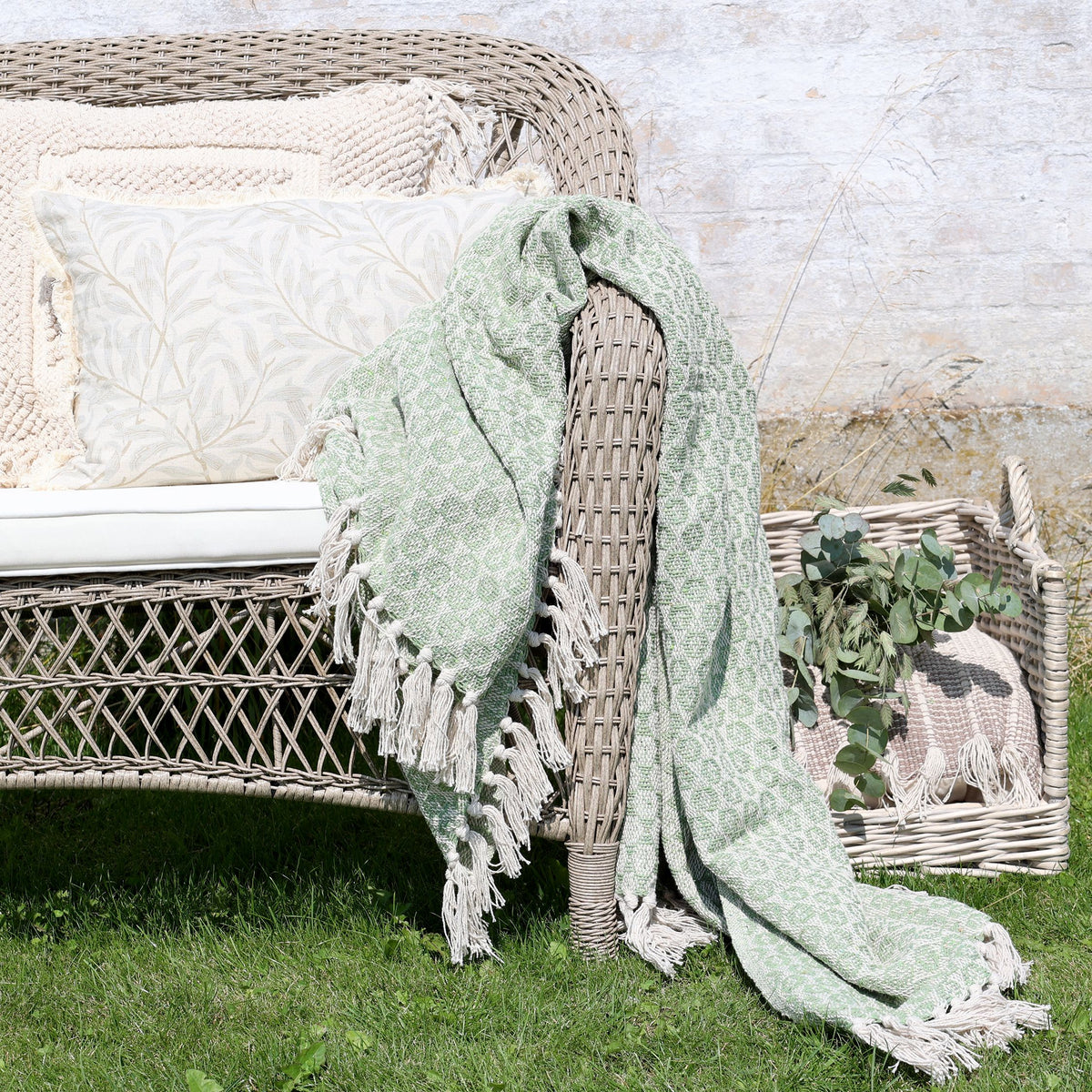 Baumwoll-Plaid in Grün, 150 cm lang, 130 cm breit