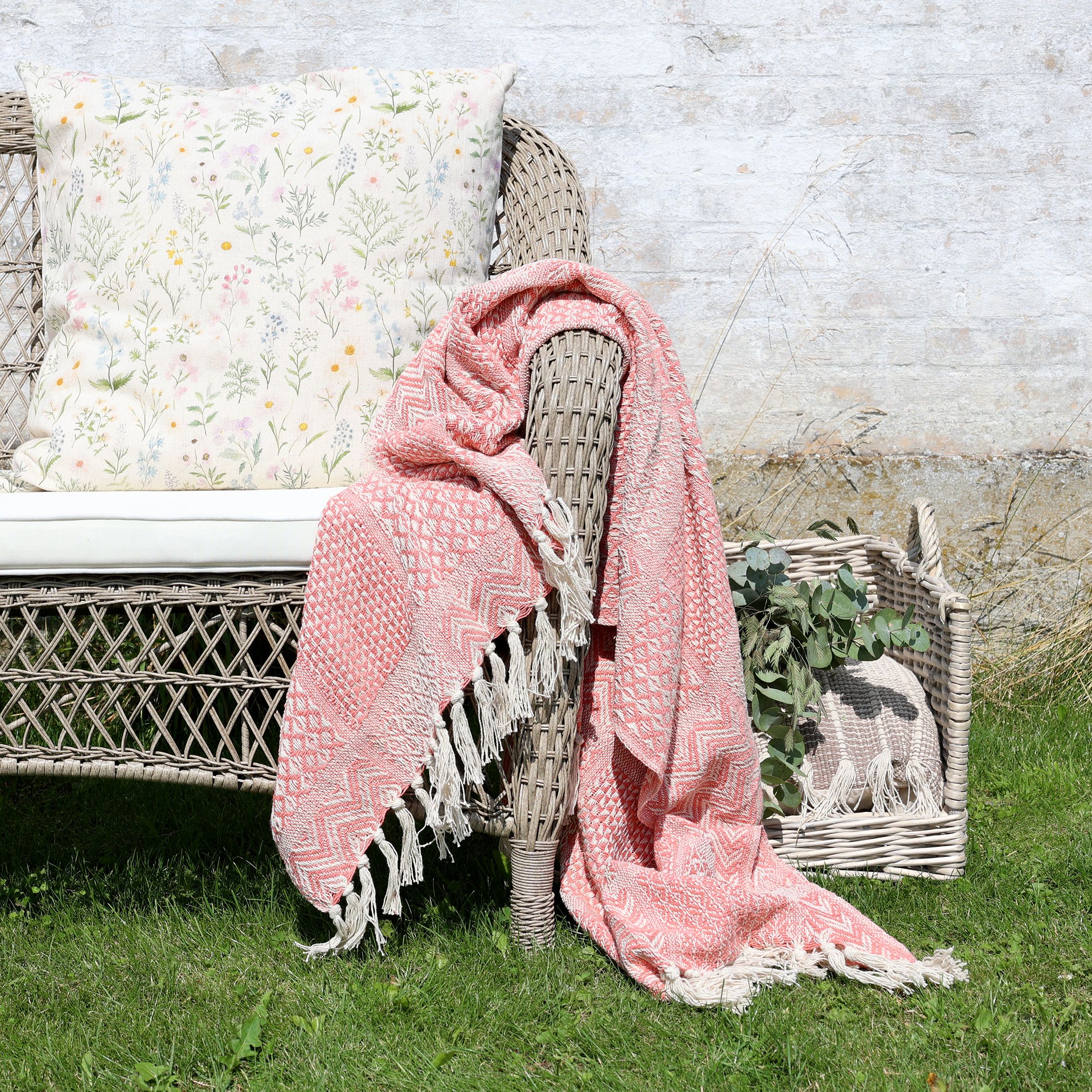 Aix Plaid Decke aus Baumwolle, 130x150 cm, Coral Blush
