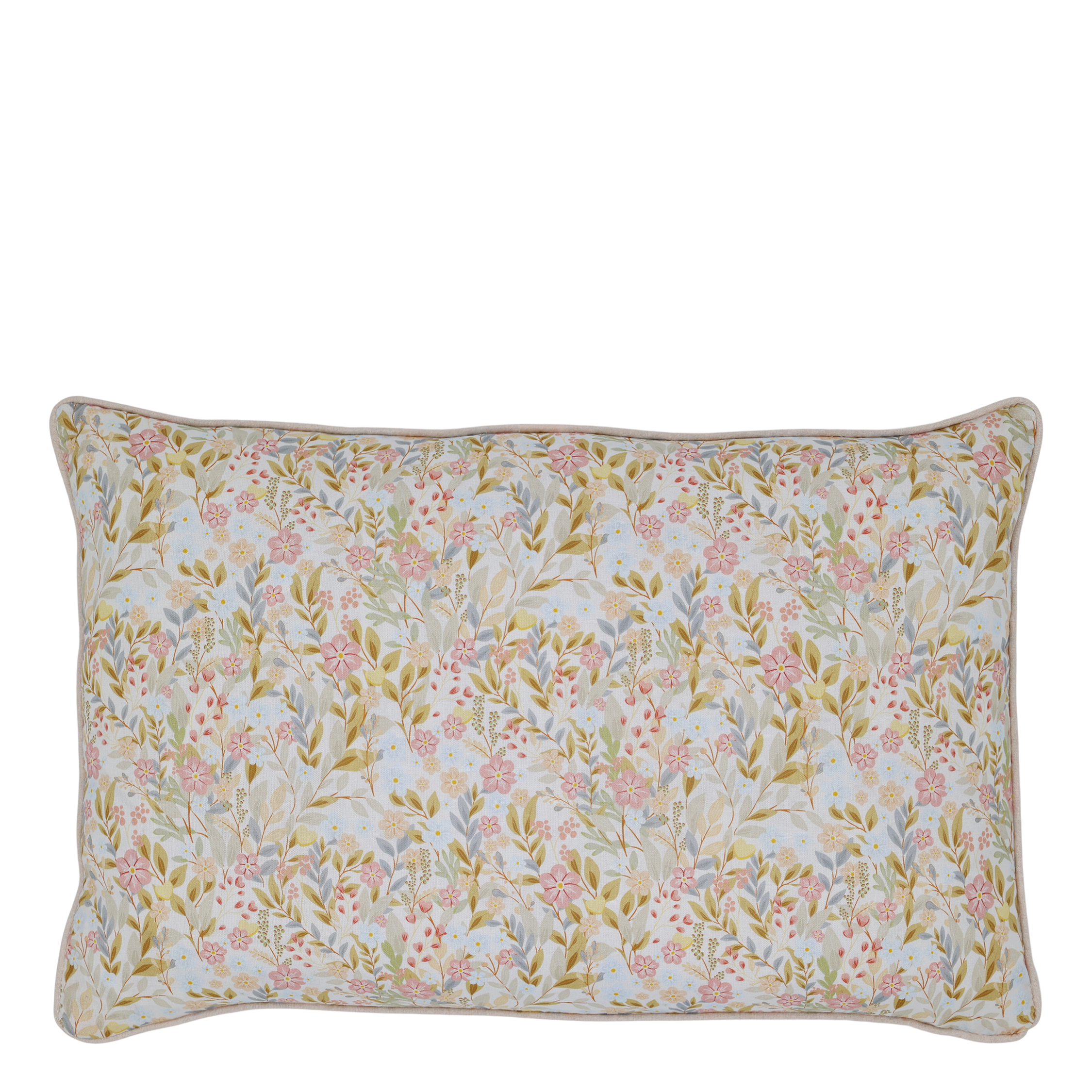 Aix Pillowcase w. leaves L50/W35 cm rose and sky blue