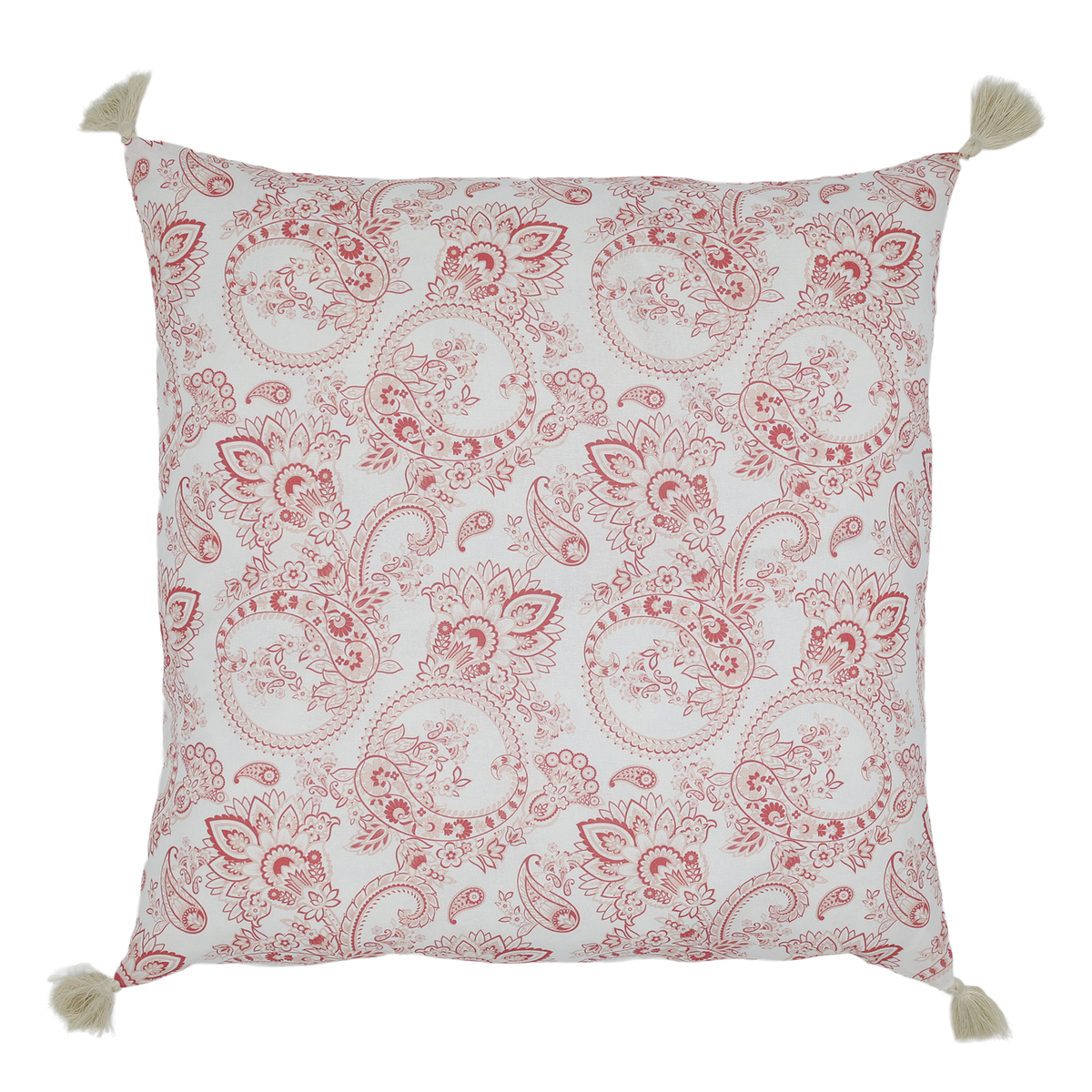 Kissenbezug 50x50 cm mit Paisley-Motiv, rosa-weiß
