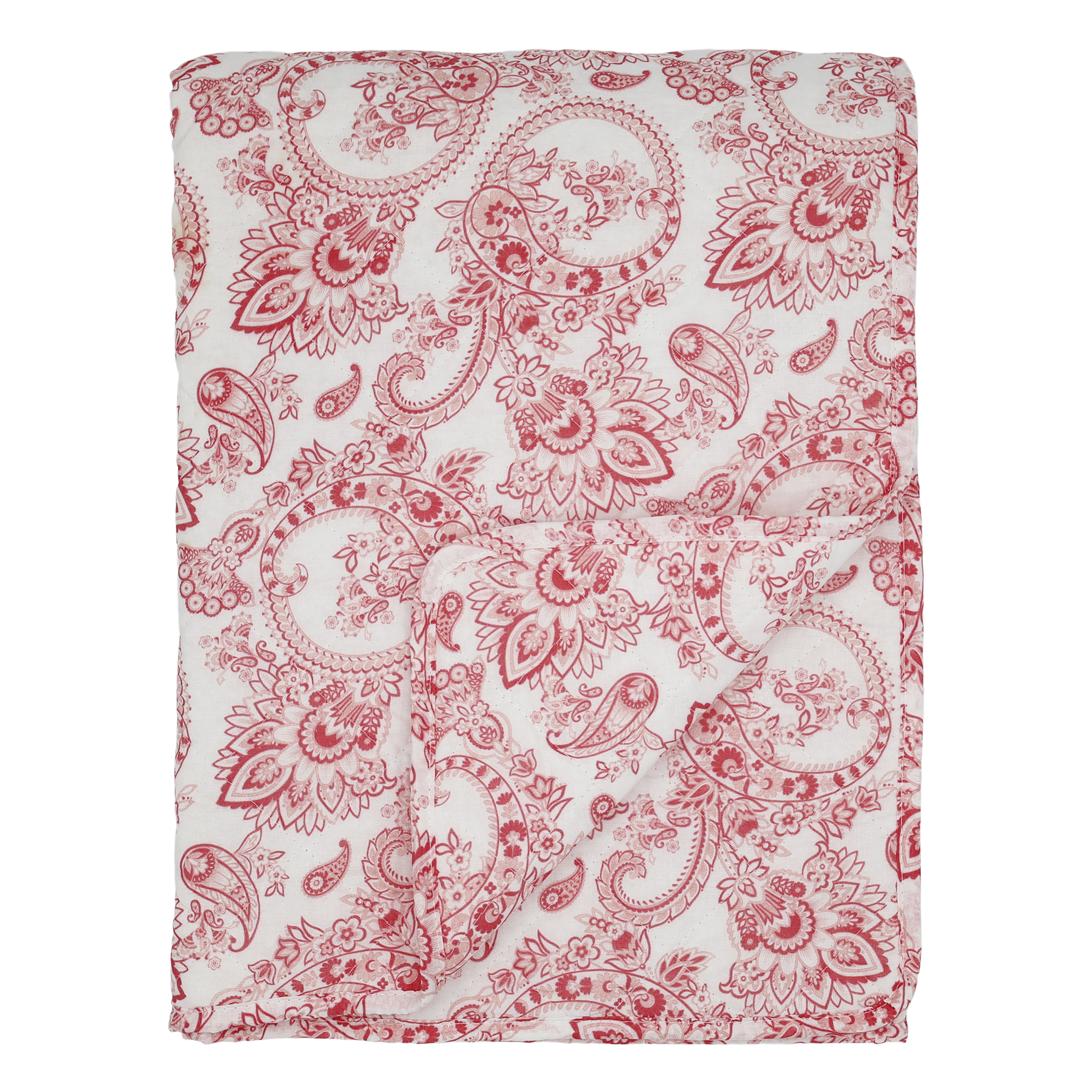 Aix Quilt w. paisley pattern L180/W130 cm rose and white