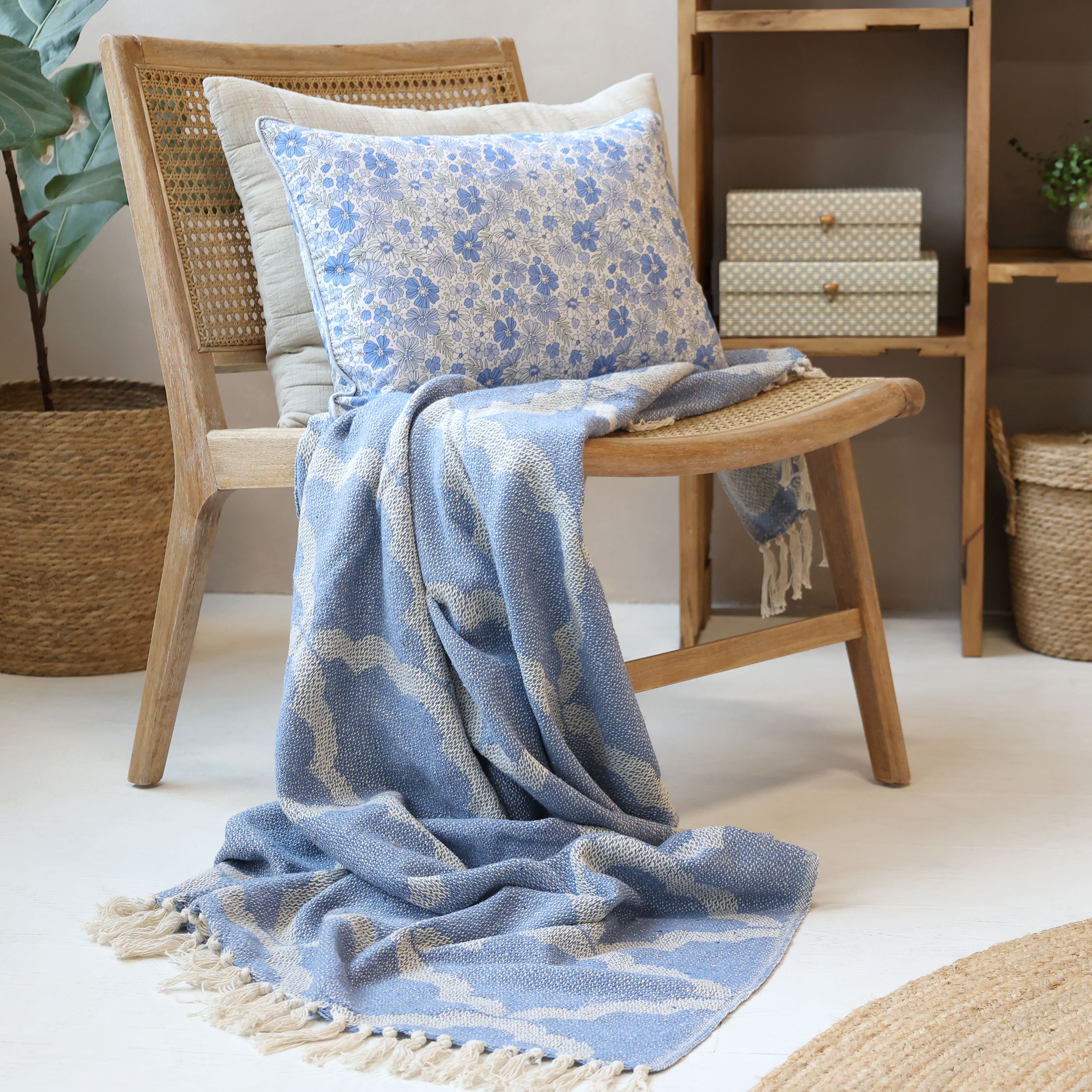 Plaid Decke sky blue, 130x150 cm, Baumwolle