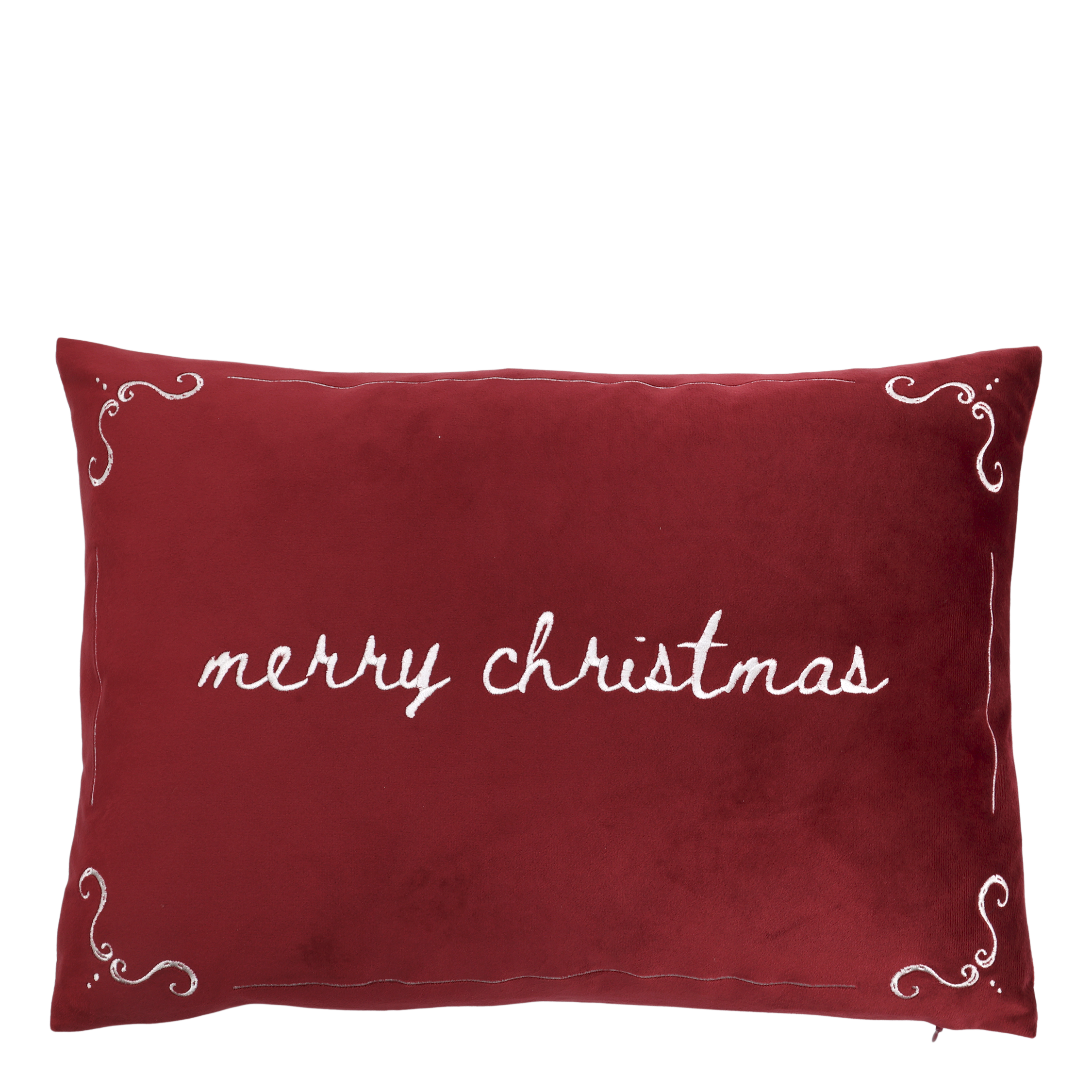 Kissenbezug mit Merry Christmas-Stickerei, 50x35 cm, Cherry