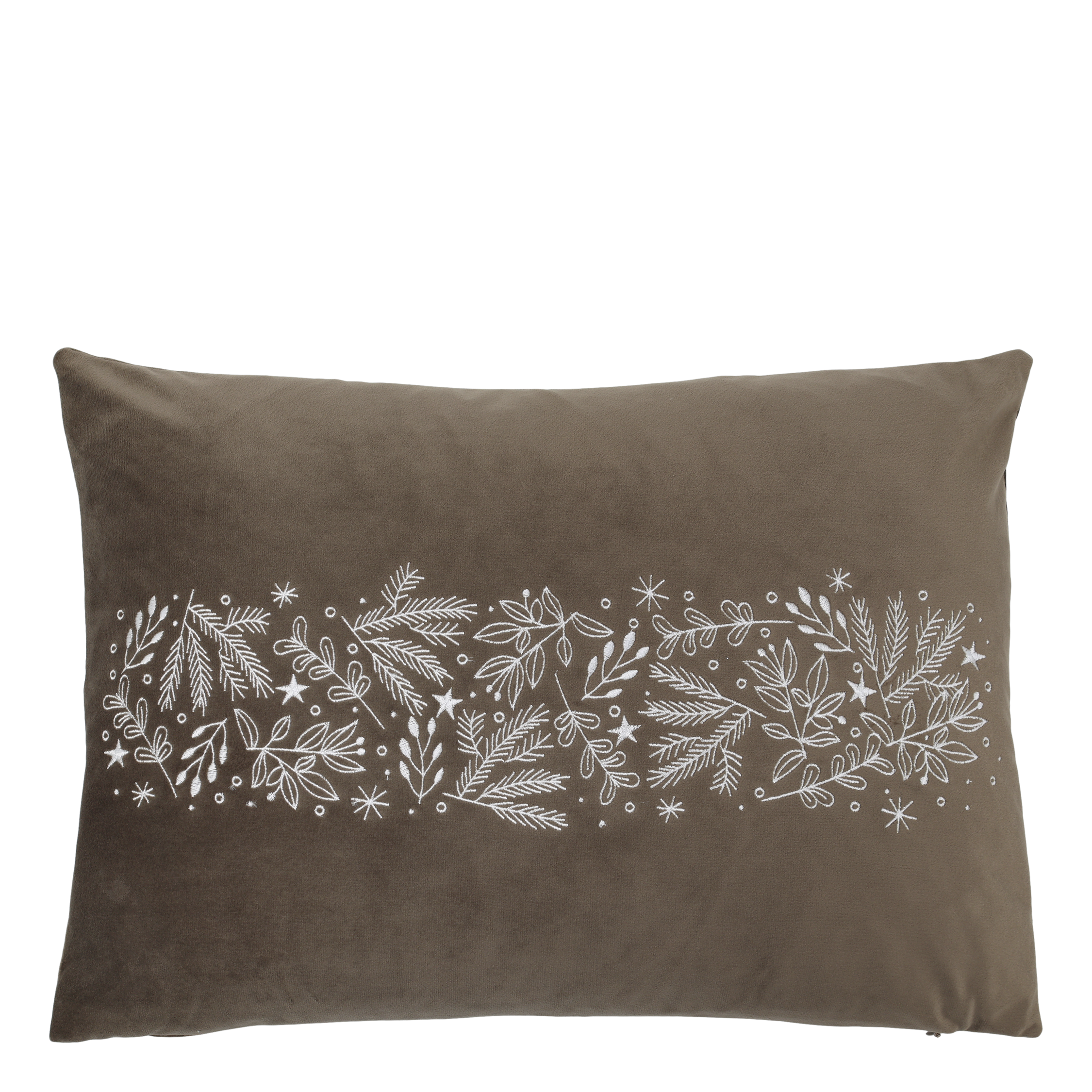Aix Pillowcase w. branch embroidery L50/W35 cm mocca