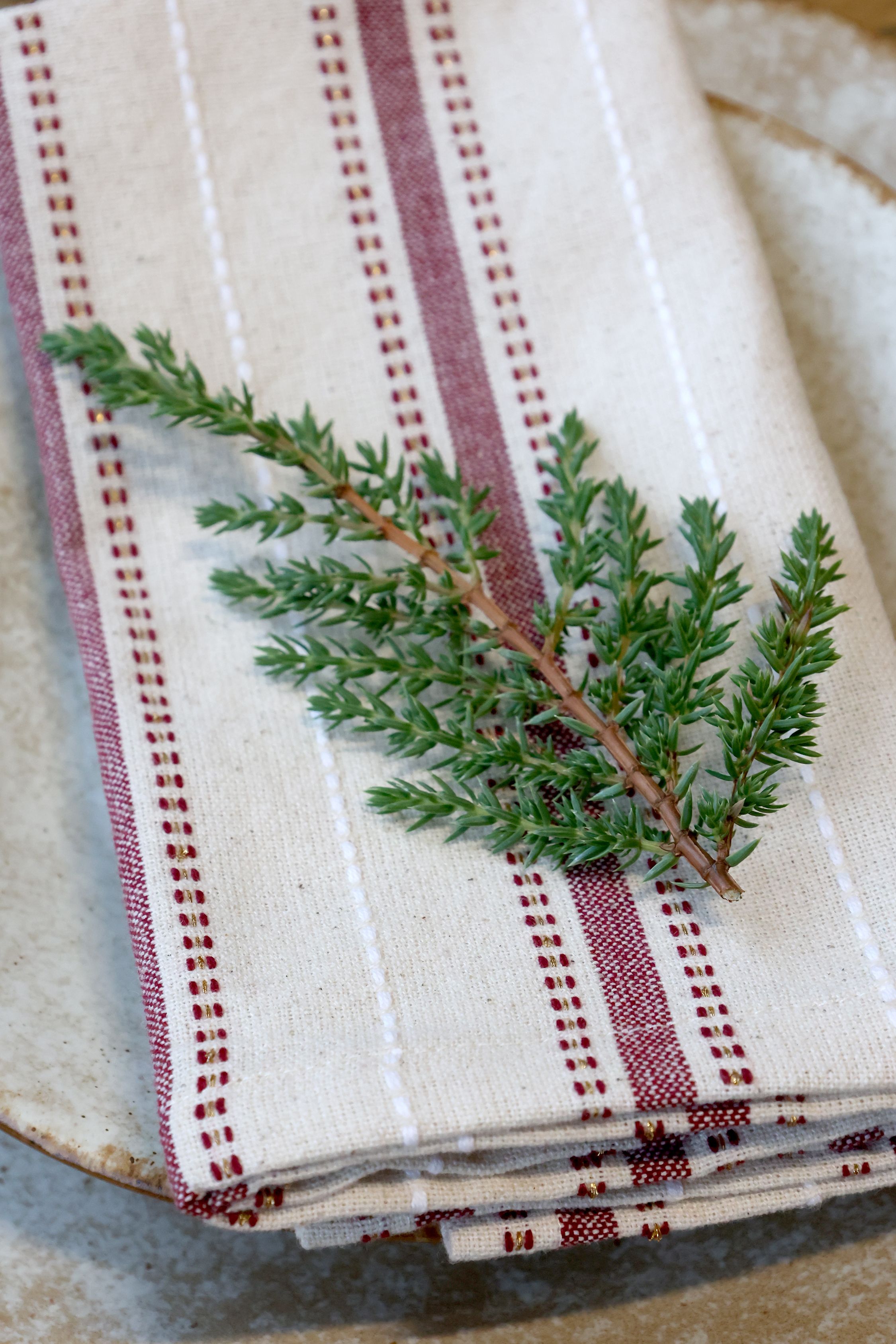 Aix Stoffserviette mit Streifen, 40 x 40 cm, Cherry