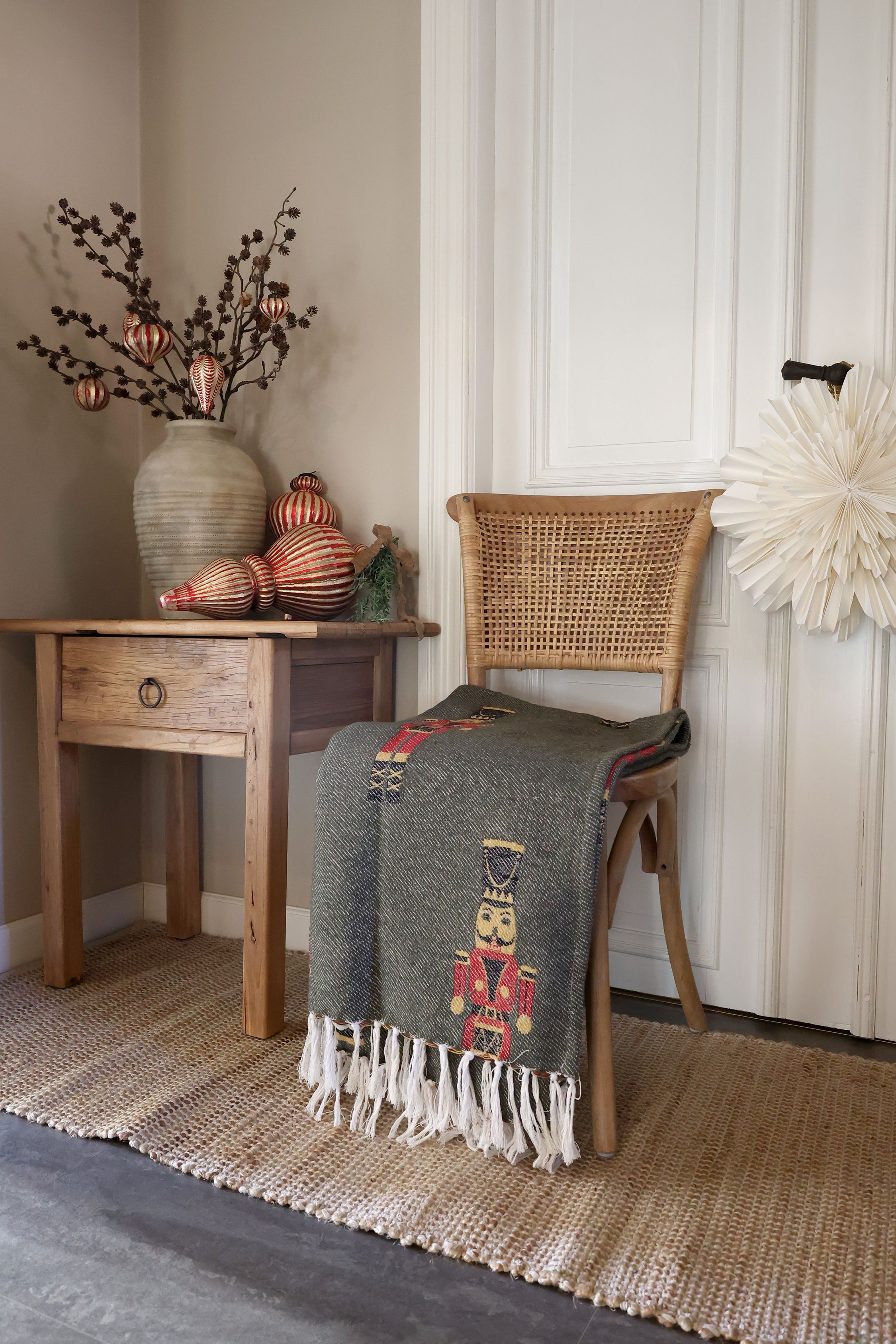 Aix Plaid aus Baumwolle mit Nussknacker, oliv