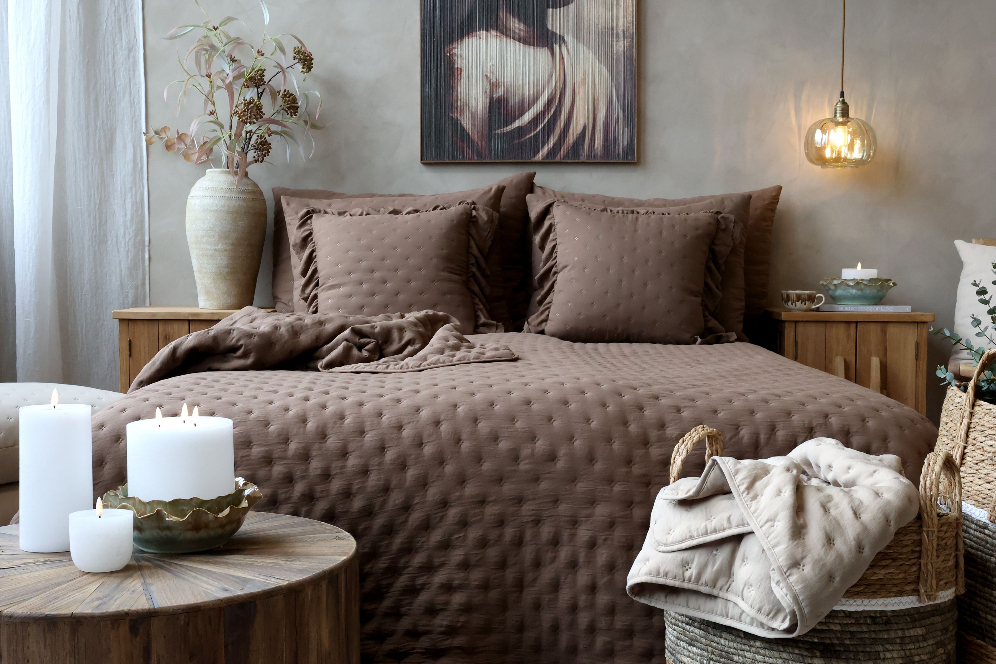 Aix Soft Quilt Bettdecke in Walnuss, 260 x 240 cm