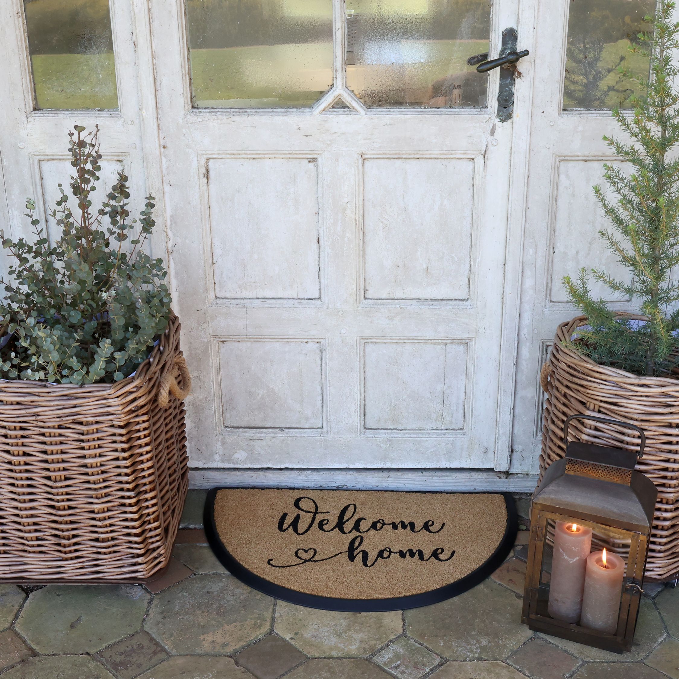 Fußmatte Welcome home aus Kokosfaser, natur, 75x45 cm