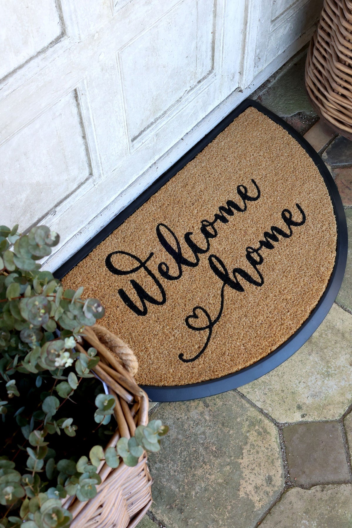 Fußmatte Welcome home aus Kokosfaser, natur, 75x45 cm