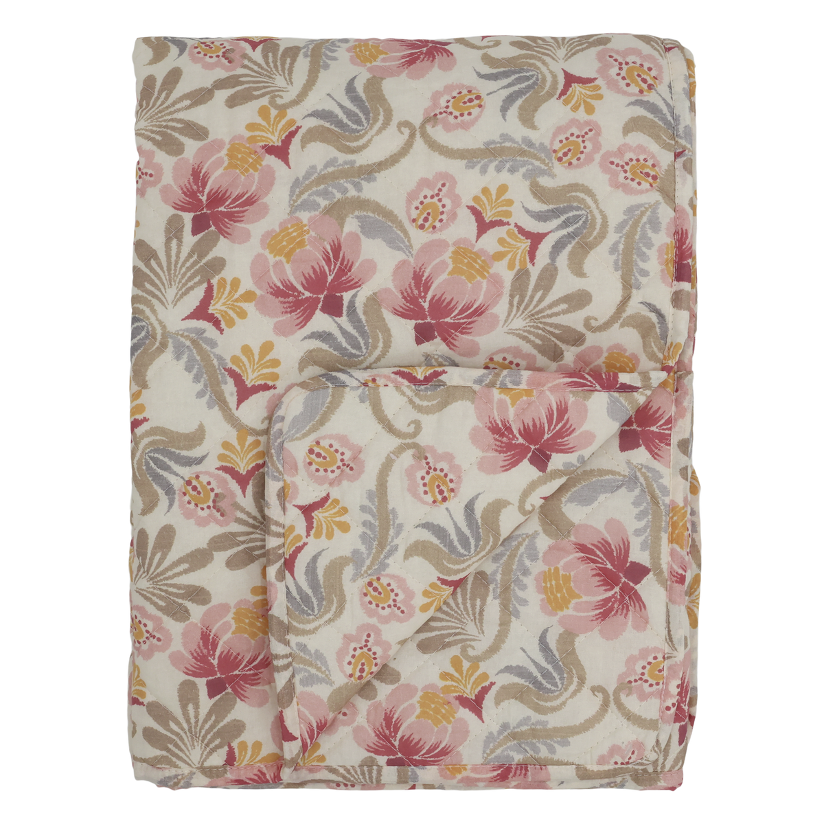 Aix Quilt mit Blumenmuster, 180x130 cm, rosa & thunder grey