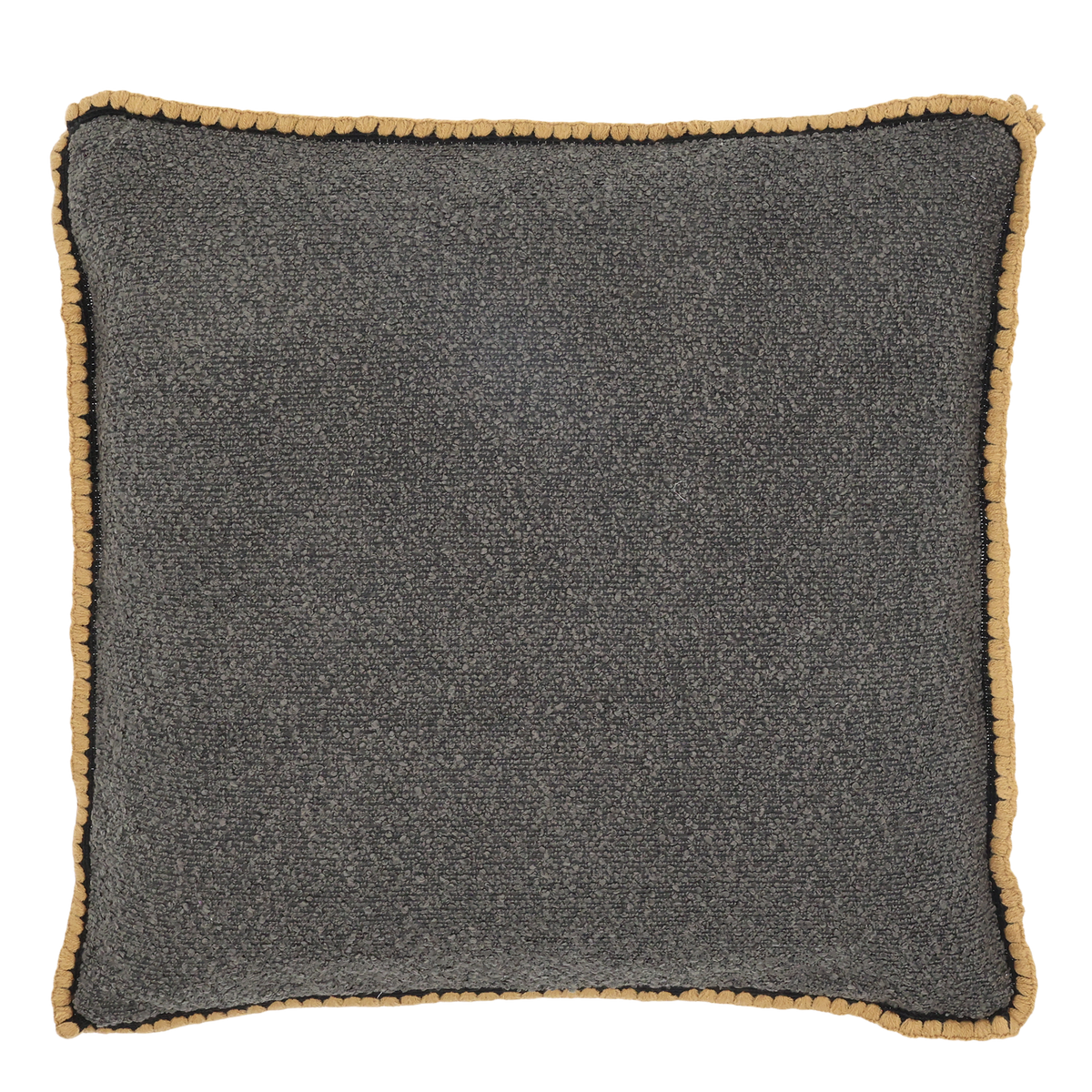 Kissenbezug Aix mit gehäkelter Kante, 50x50 cm, thunder grey