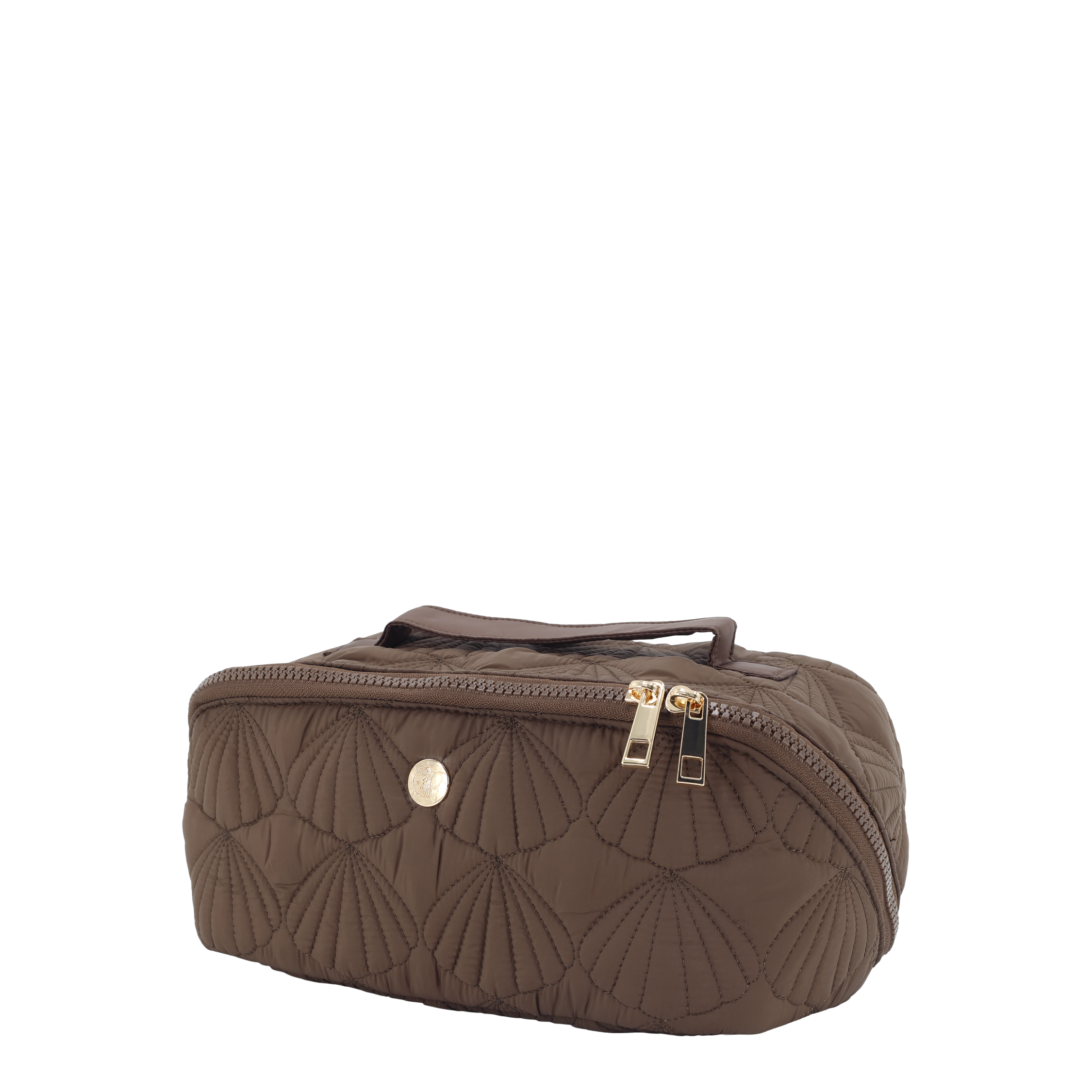 Kulturtasche mit Muschelmuster, coffee, 24 cm lang