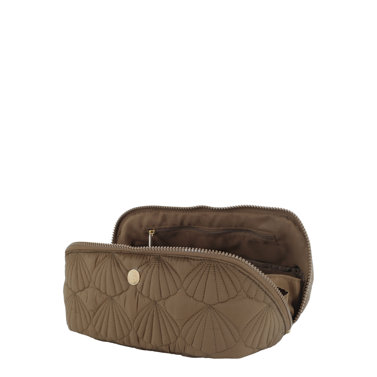 Kulturtasche mit Muschelmuster, coffee, 24 cm lang