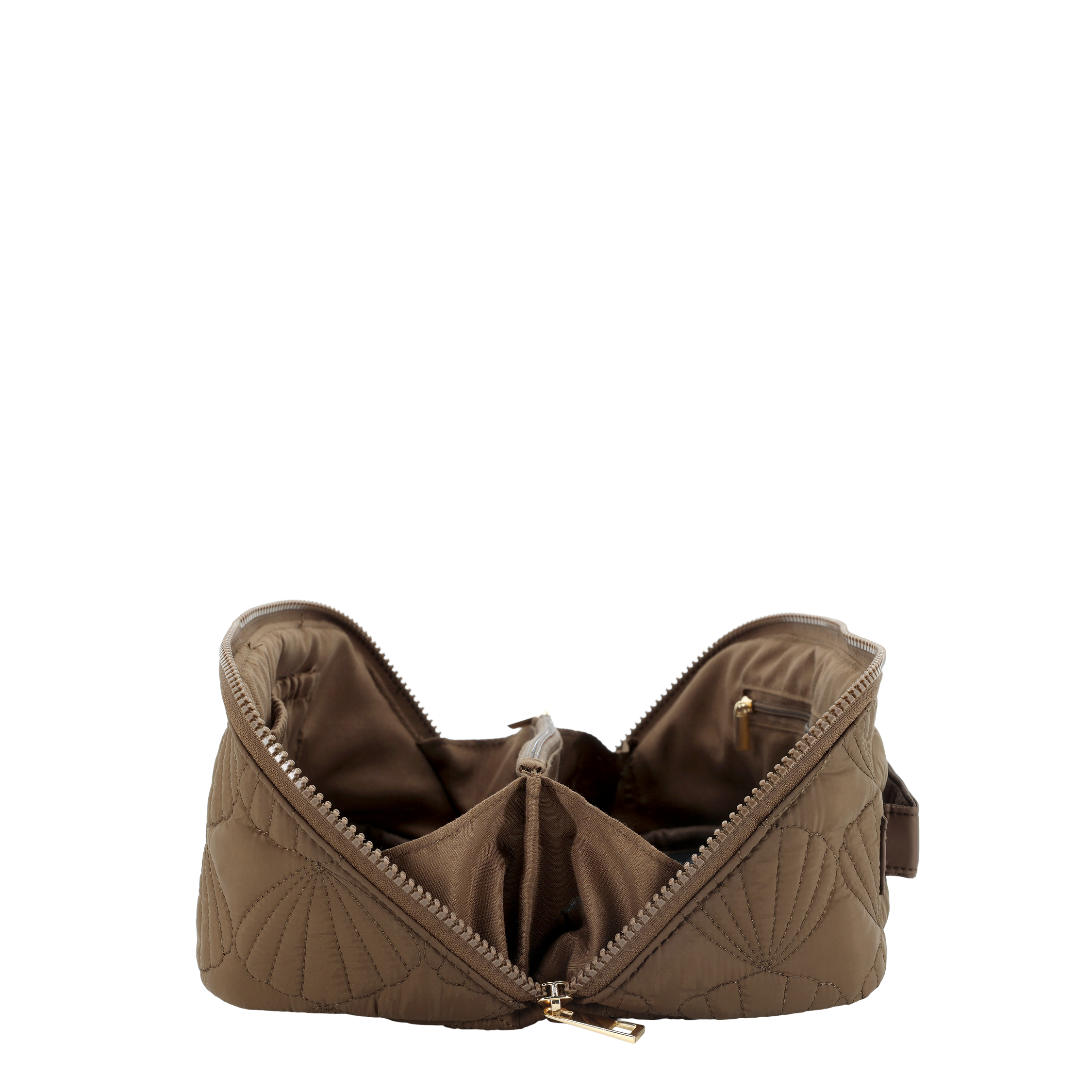 Kulturtasche mit Muschelmuster, coffee, 24 cm lang