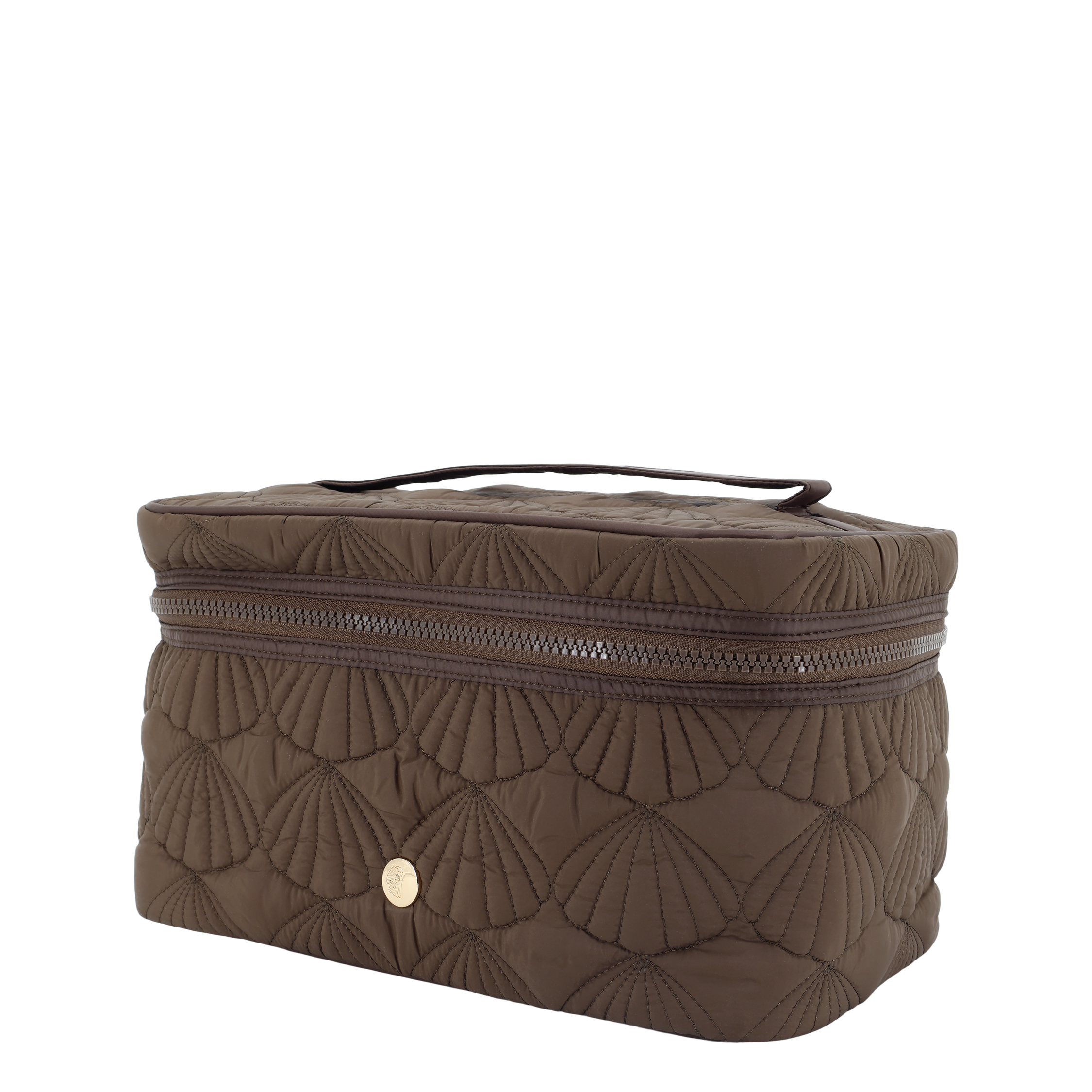 Kulturtasche mit Muschelmuster, coffee, 27 cm lang