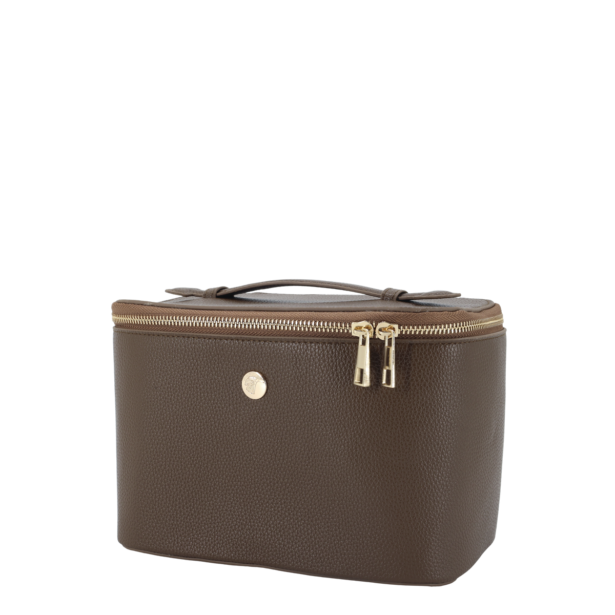 Kulturtasche coffee aus PU und Baumwolle, 22 cm lang