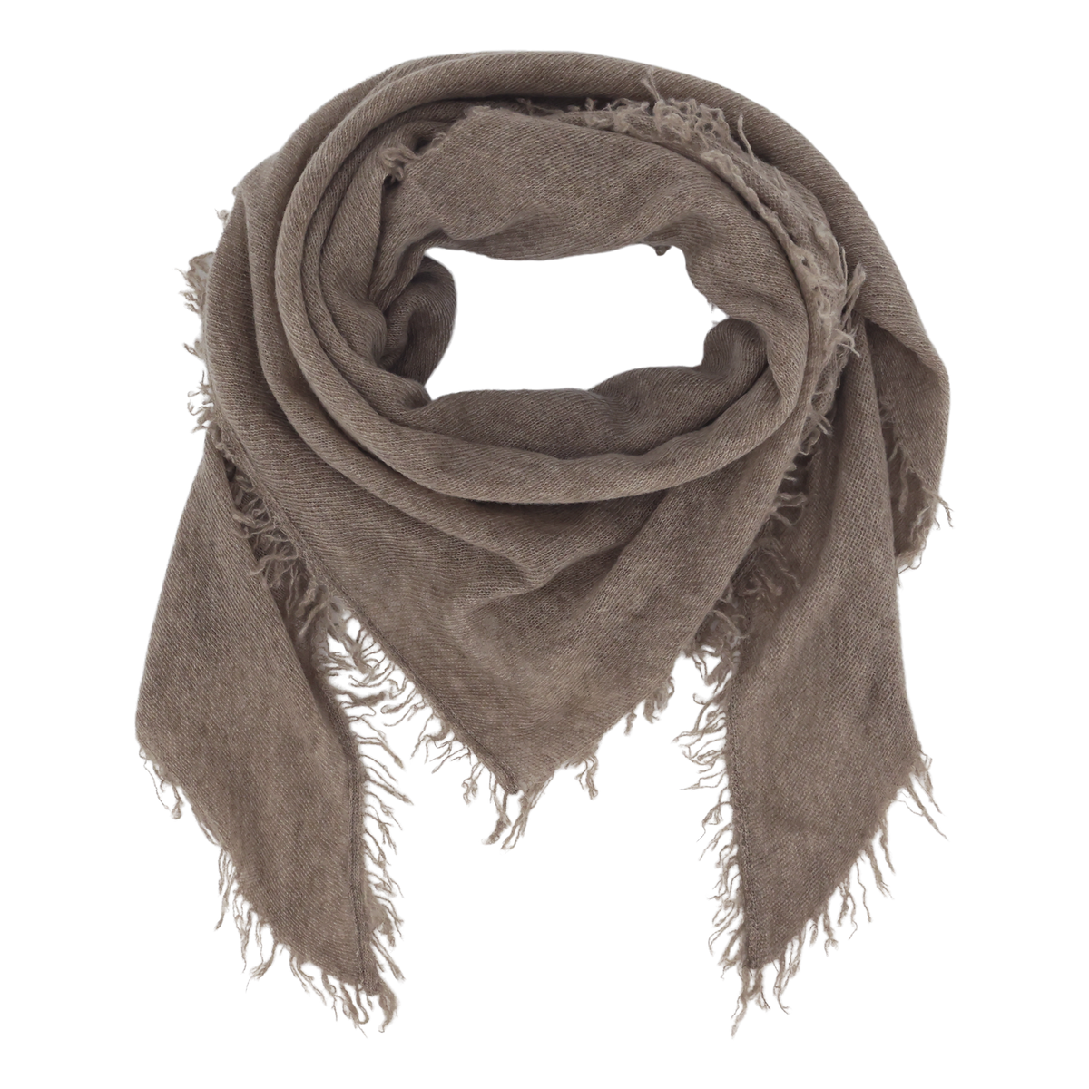 Schal mit Fransen aus Kashmir, 100 cm lang, latte