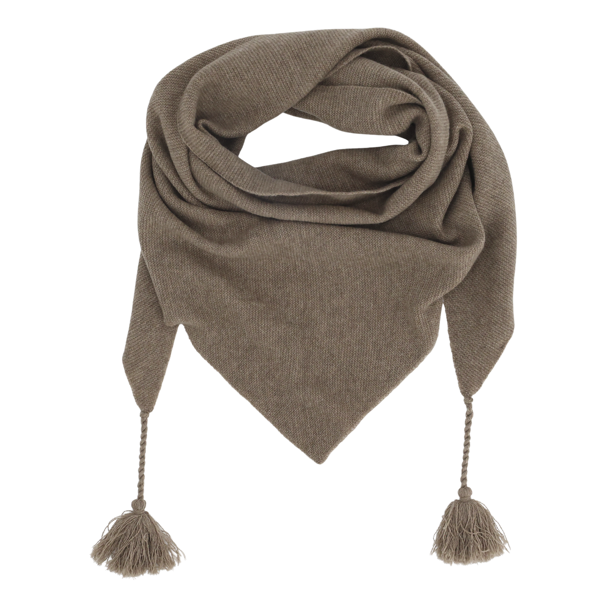 Schal aus Kashmir mit Quasten in Latte, 140 cm lang