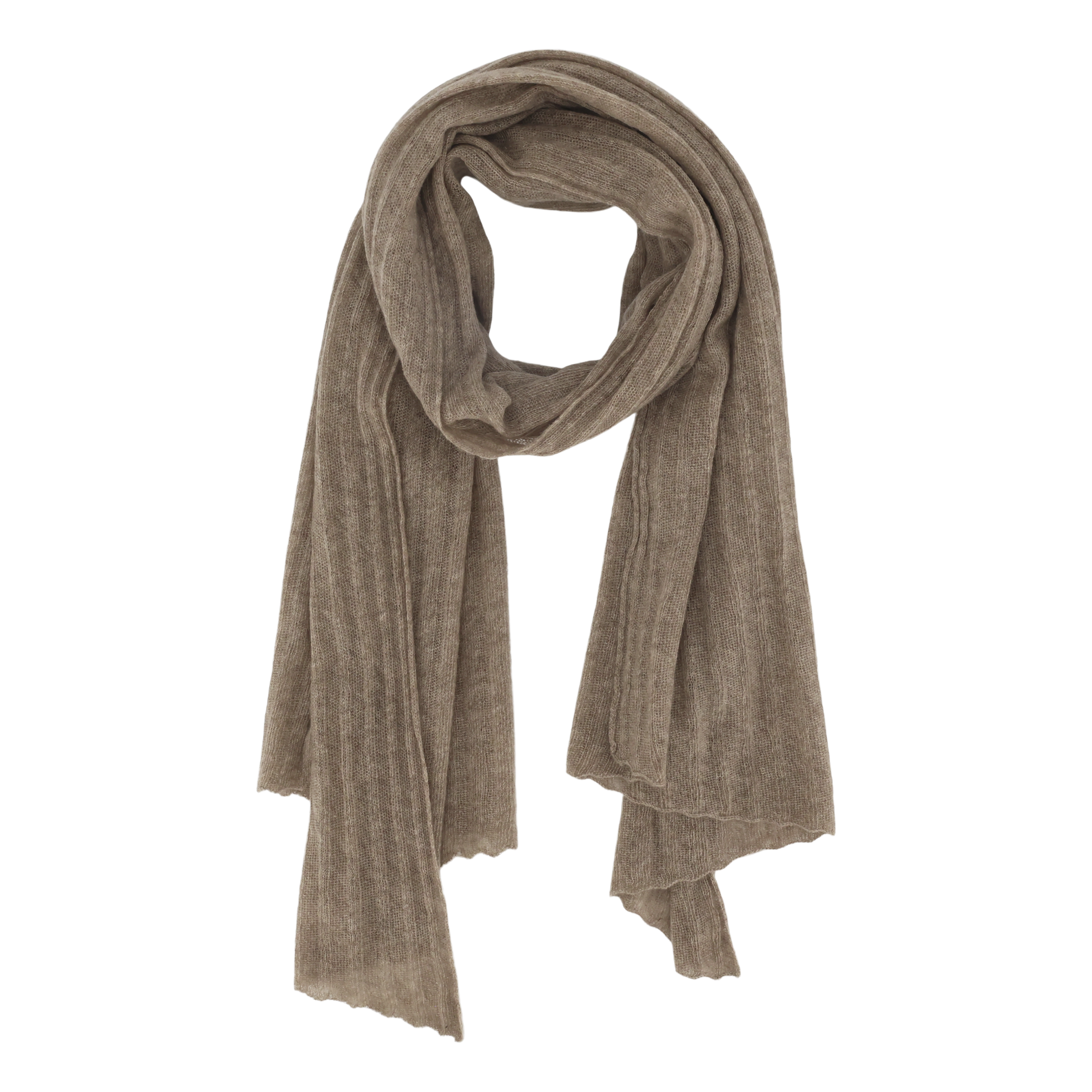 Kashmir Schal im Zopfmuster, latte, 160 cm lang
