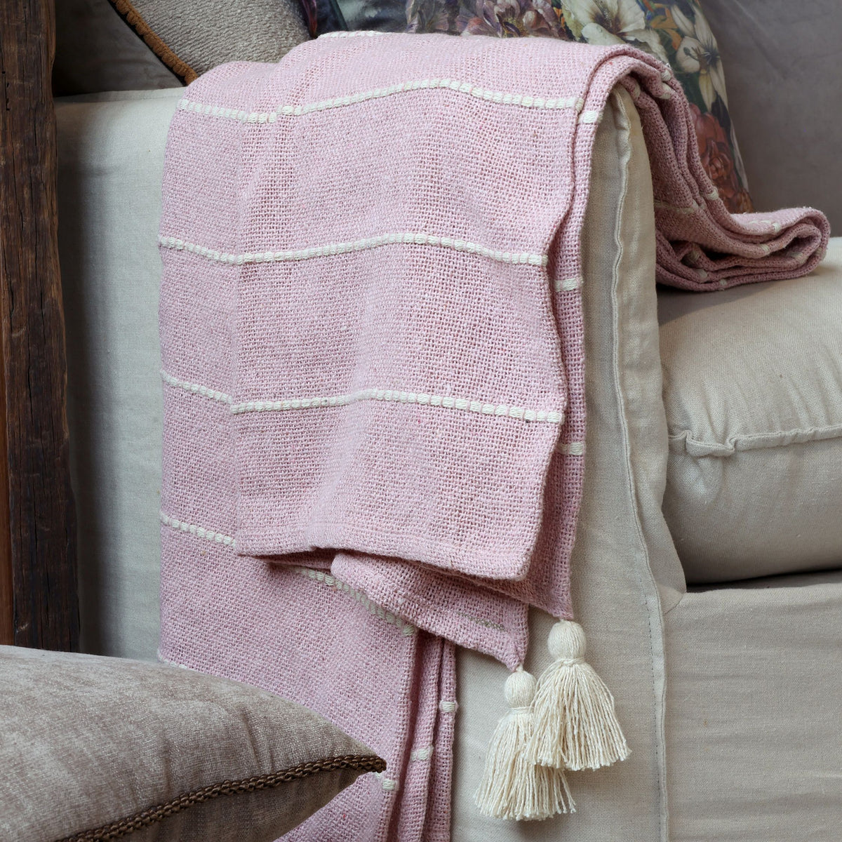 Plaid Decke Aix Baumwolle rosa 130x150 cm