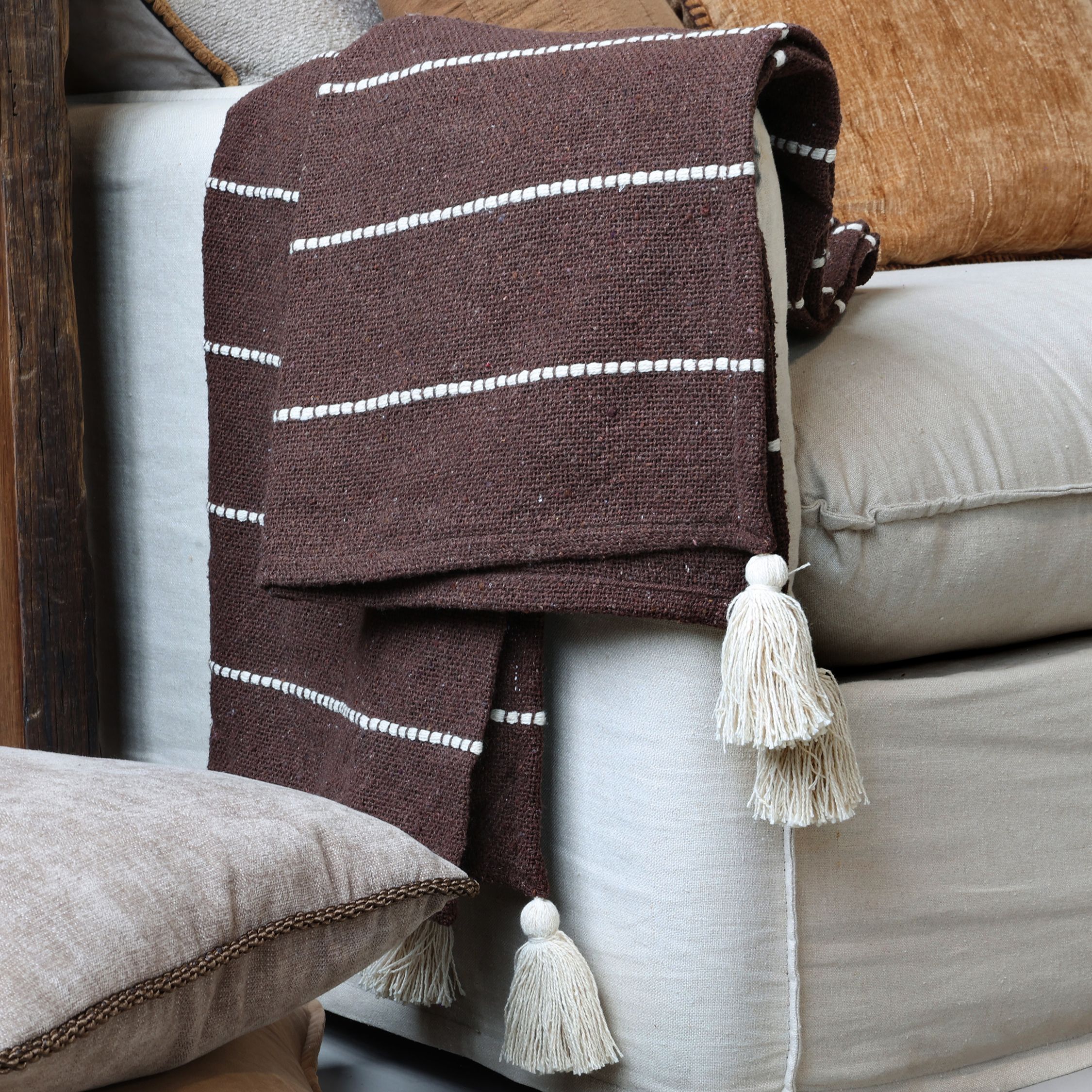 Baumwoll-Plaid Aix in Coffee – 150 x 130 cm