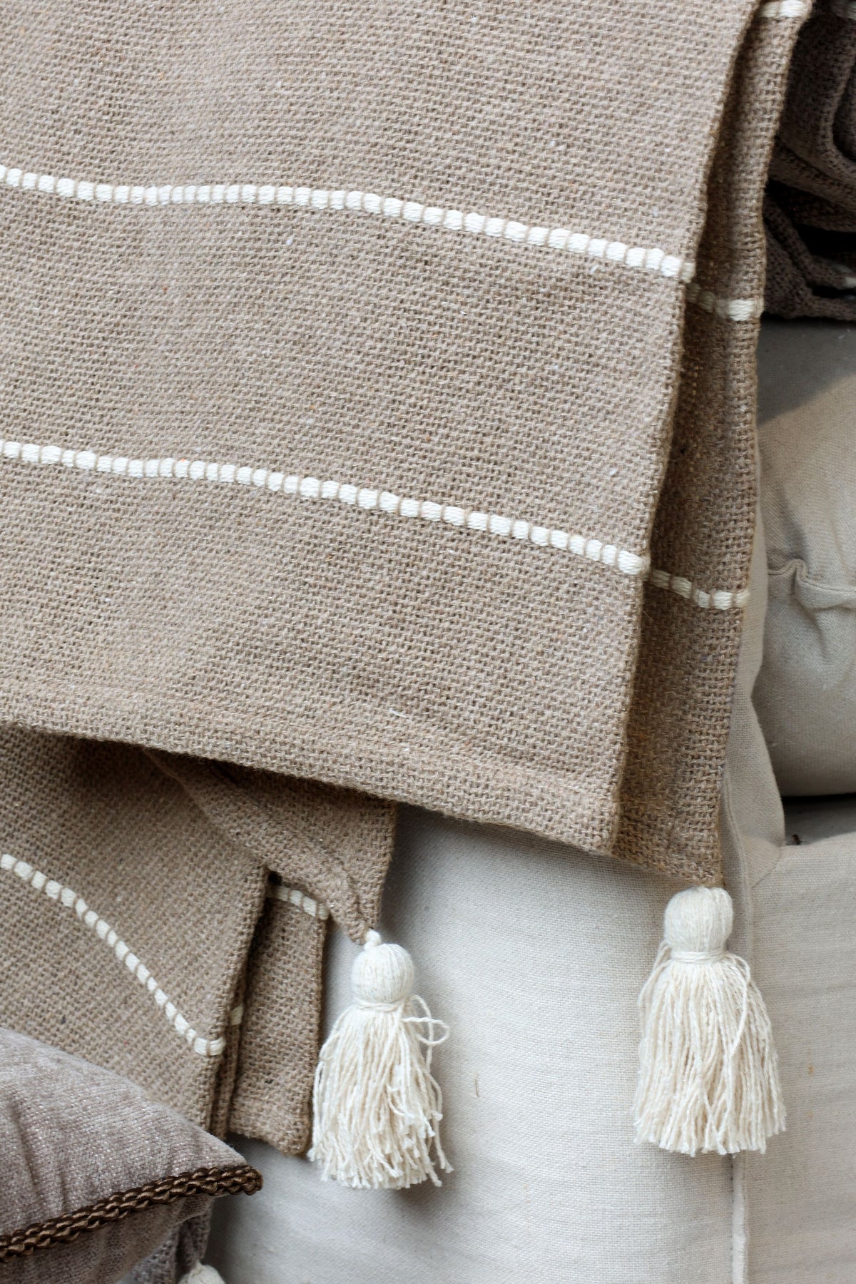 Baumwoll-Plaid Aix in Latte, 150x130 cm