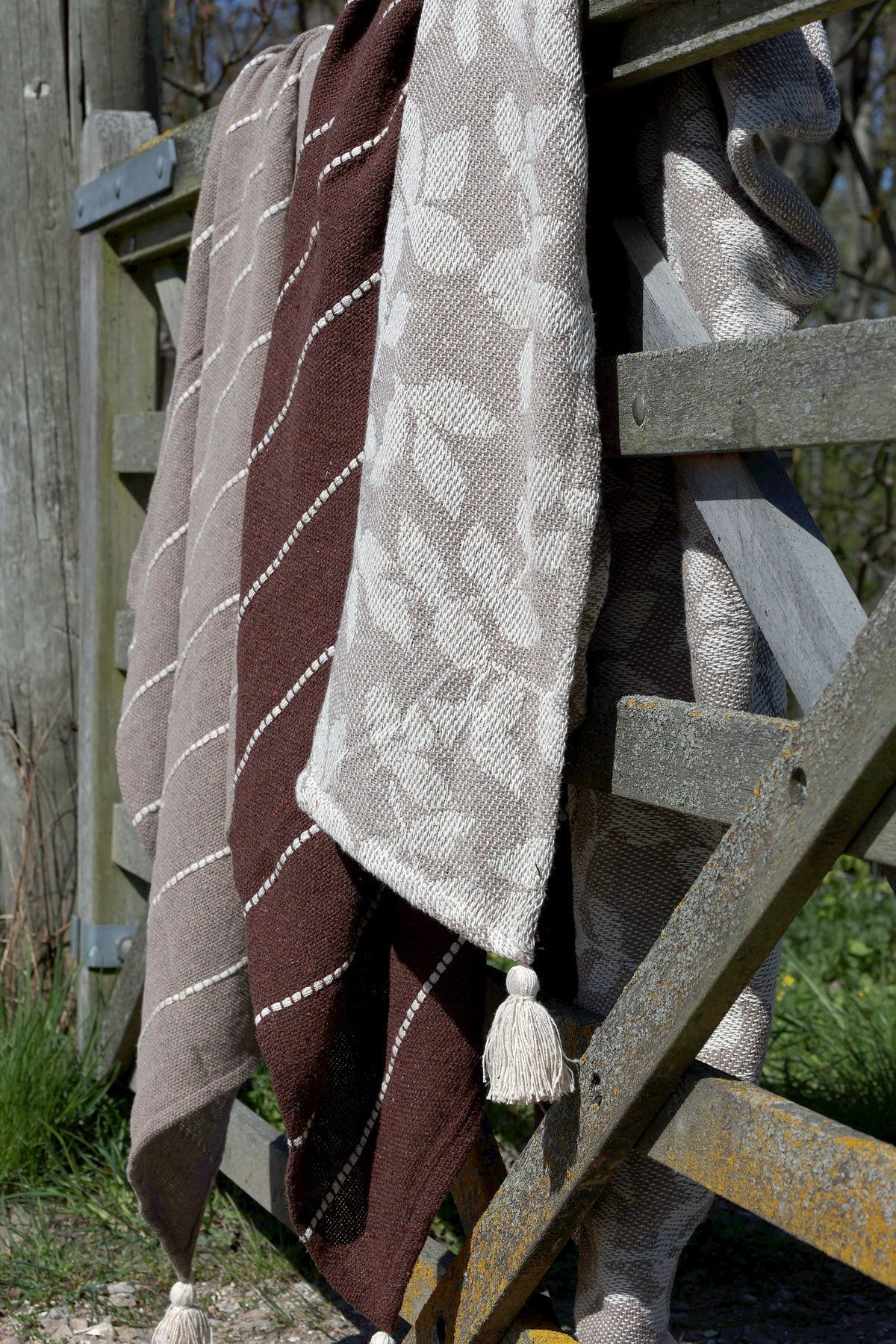 Baumwoll-Plaid Aix in Latte, 150x130 cm