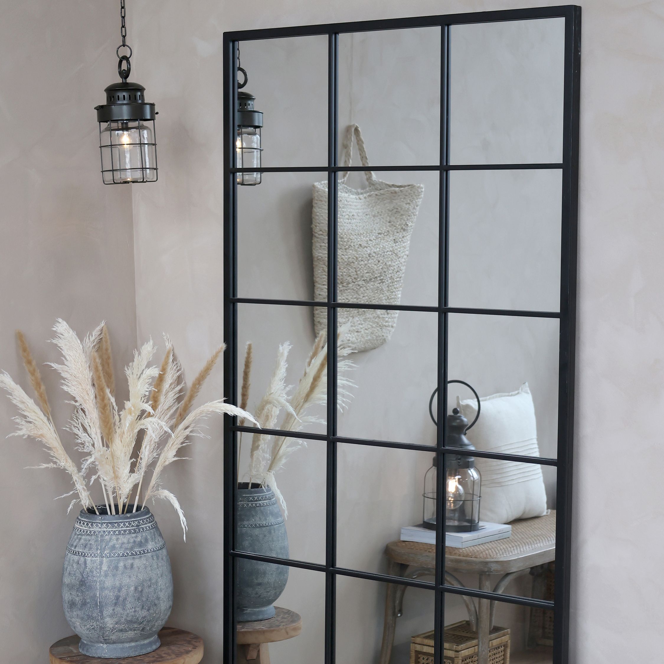 Factory Spiegel 180 cm hoch Antique Schwarz